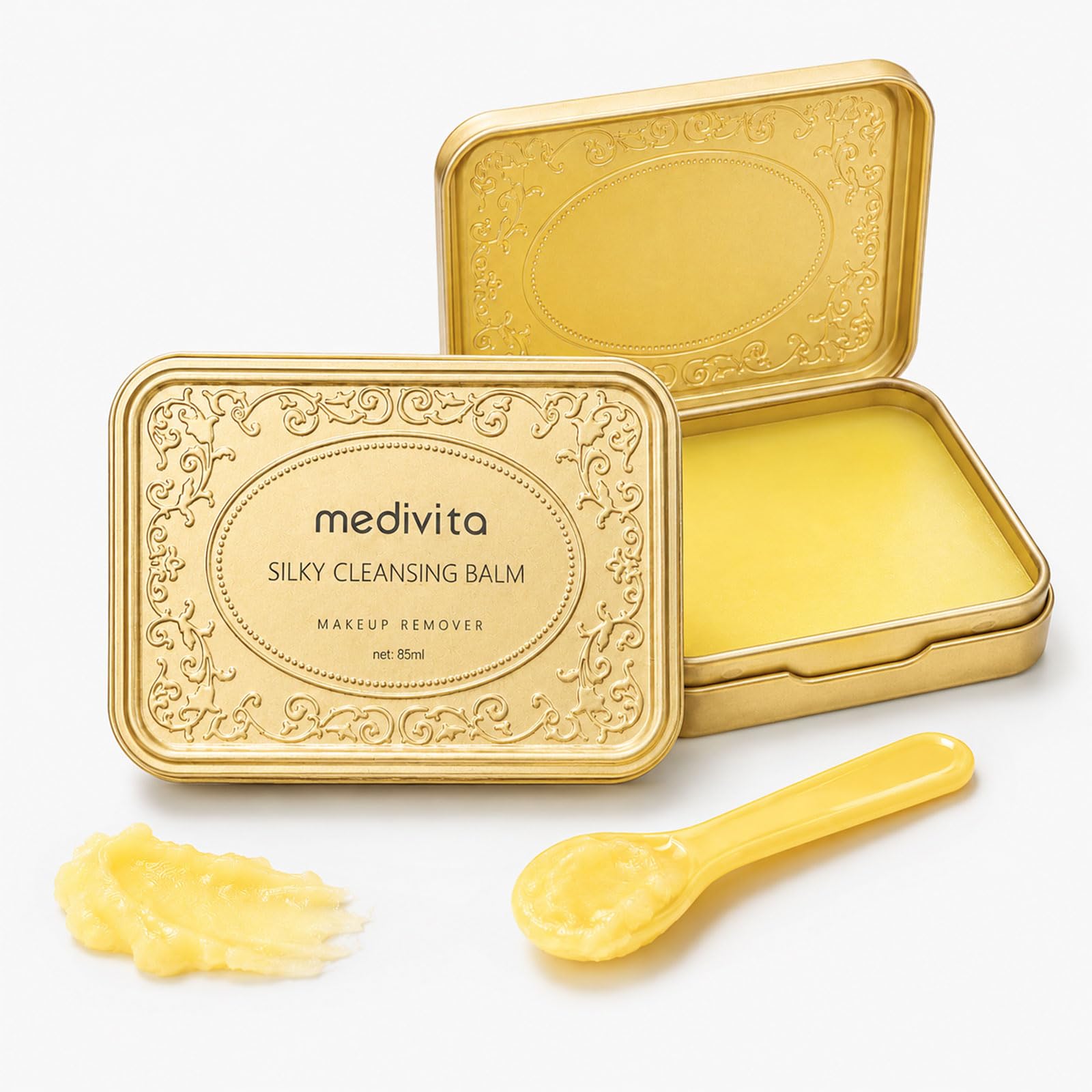 medivita Silky Cleansing Balm Makeup Remover, Solid Oil Face Cleanser for Waterproof Makeup, Sunscreen & Daily Impurities, with 