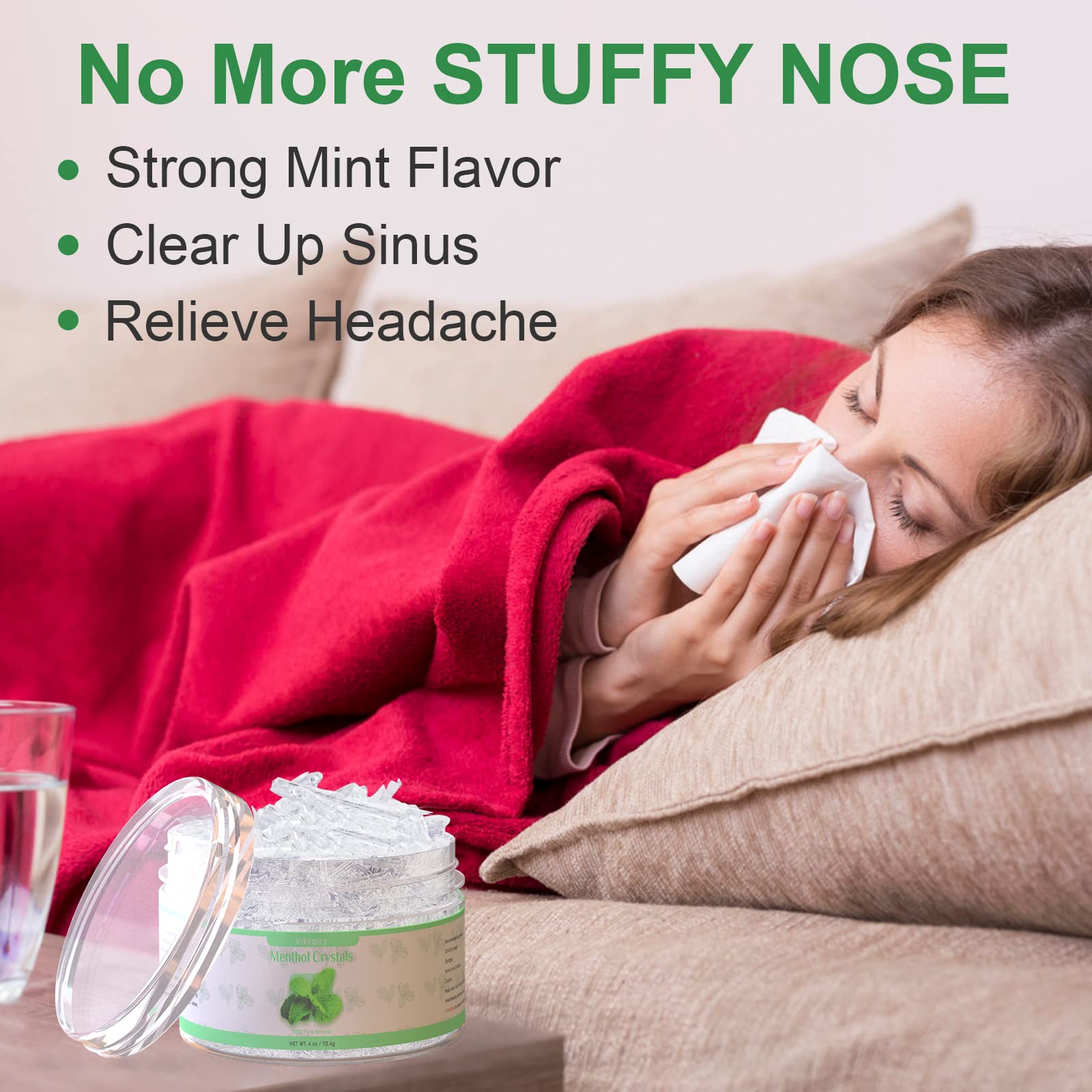 Viktairy Menthol Crystals 4 Oz, 100% Pure Organic Mint Crystals | Great For Making Shower Steamers, Creams And Soaps