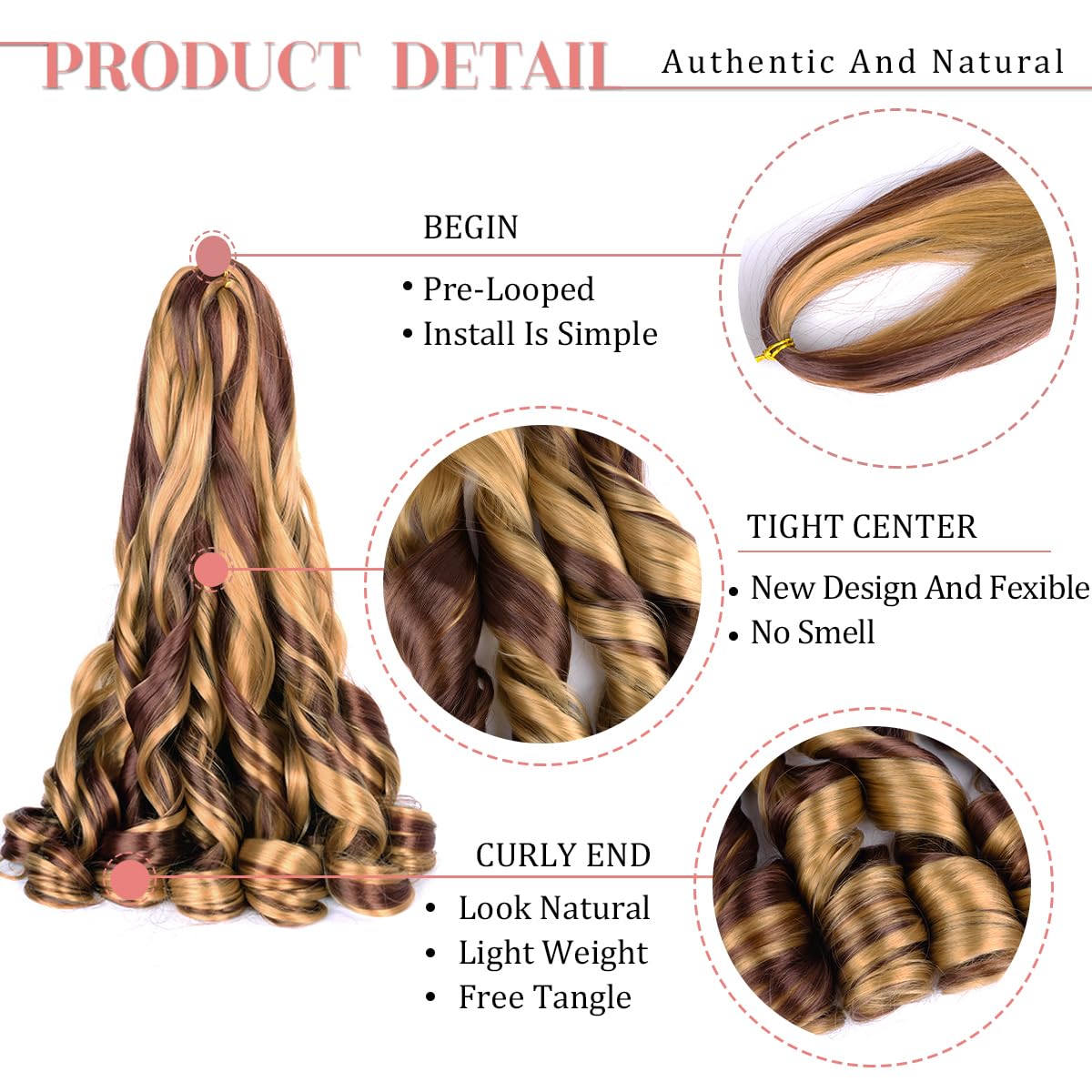 French Curly Braiding Hair,16Inch 8Pack Loose Wavy Bouncy Braiding Hair Extensions P27/33 75G/Pack French Curls Synthetic Hair E