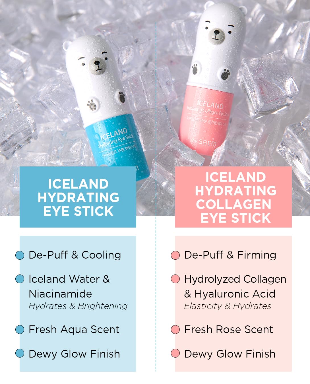 The Saem Iceland Hydrating Collagen Eye Stick - Anti-Wrinkle Moisturizing Eye Balm For Saggy Skin - Under Eye Treatment - Balm T