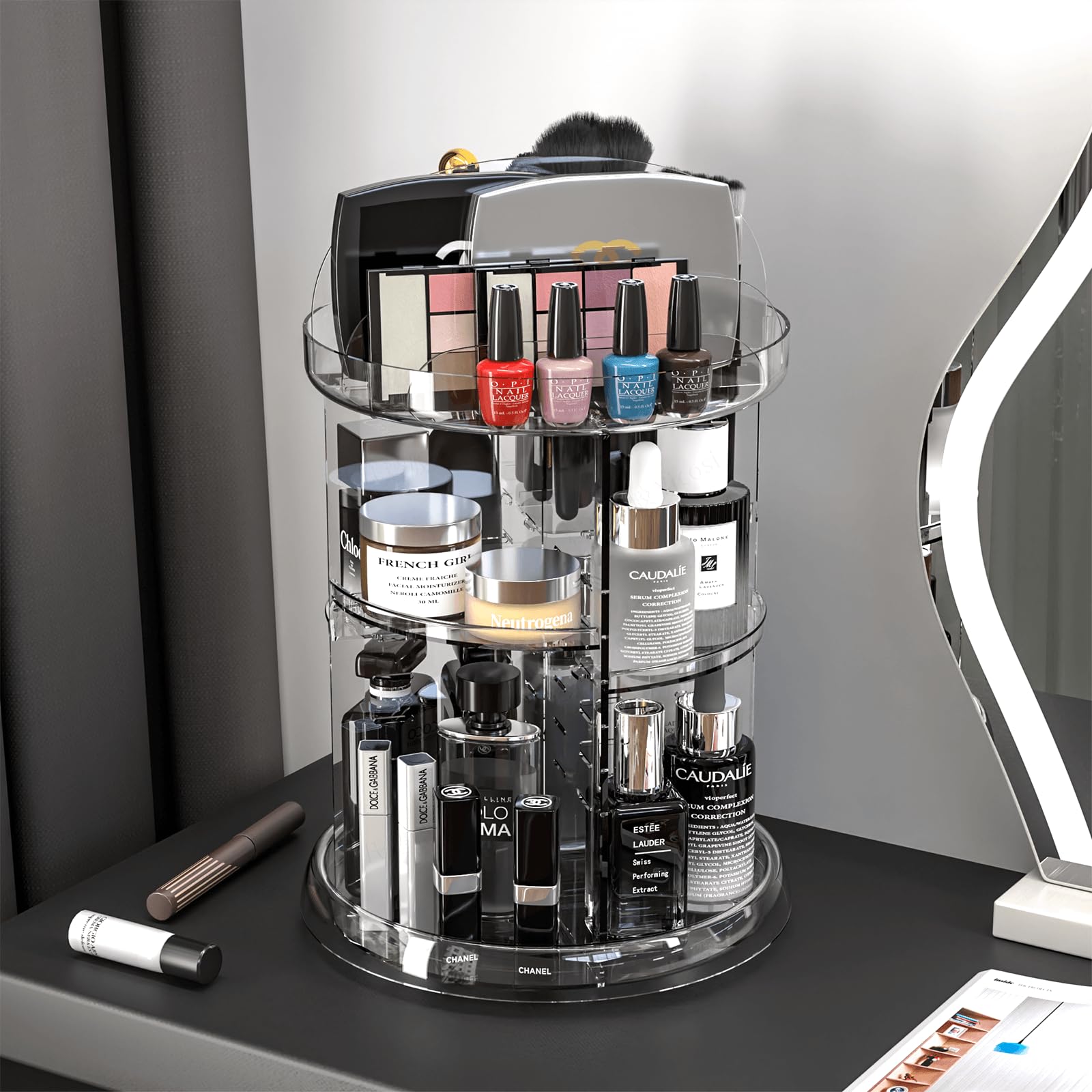 Clear 360 Rotating Makeup Organizer For Vanity - 6 Tier Adjustable Spinning Bathroom Counter Cosmetic Display Cases And Makeup H
