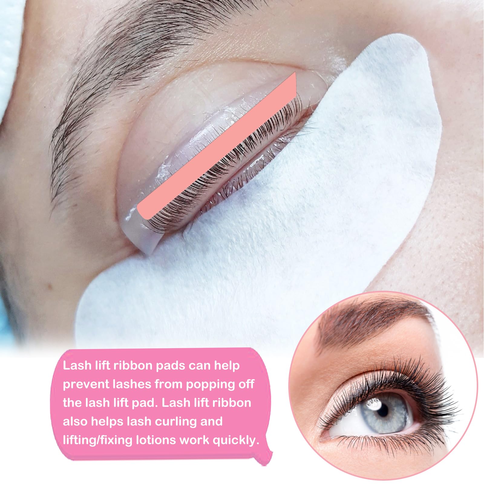 24 Pcs Lash Lift Ribbon Kit, Silicone Lash Lift Pads Lash Lift Tool, Soft Pads Rods Reusable Perm Ribbon Eyelash Lifting Compens
