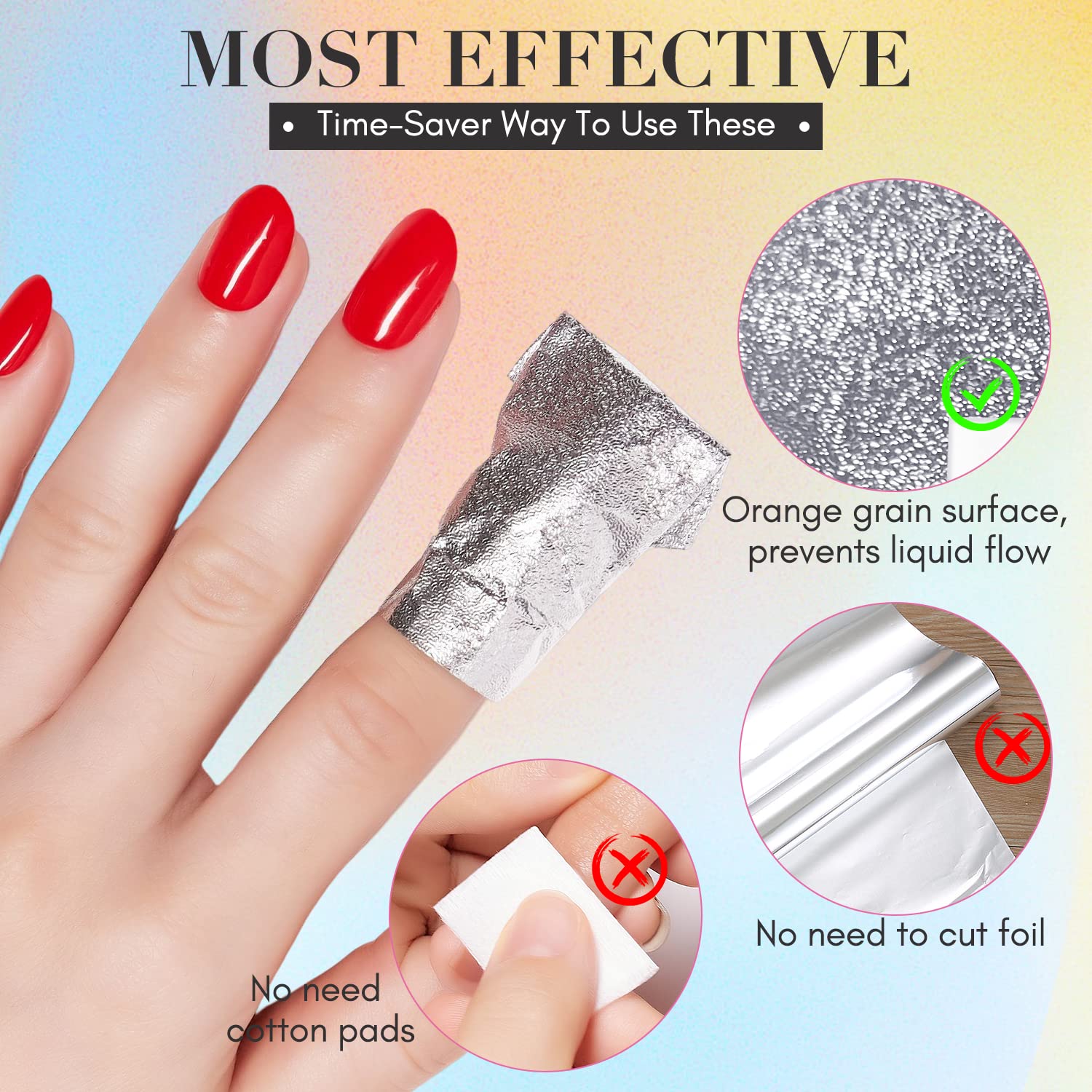 Makartt Nail Polish Nail Gel Remover Soak Off Gel Nail Polish Remover Foil Wraps 200pcs with Larger Cotton Pad 1 pcs Cuticle Pus