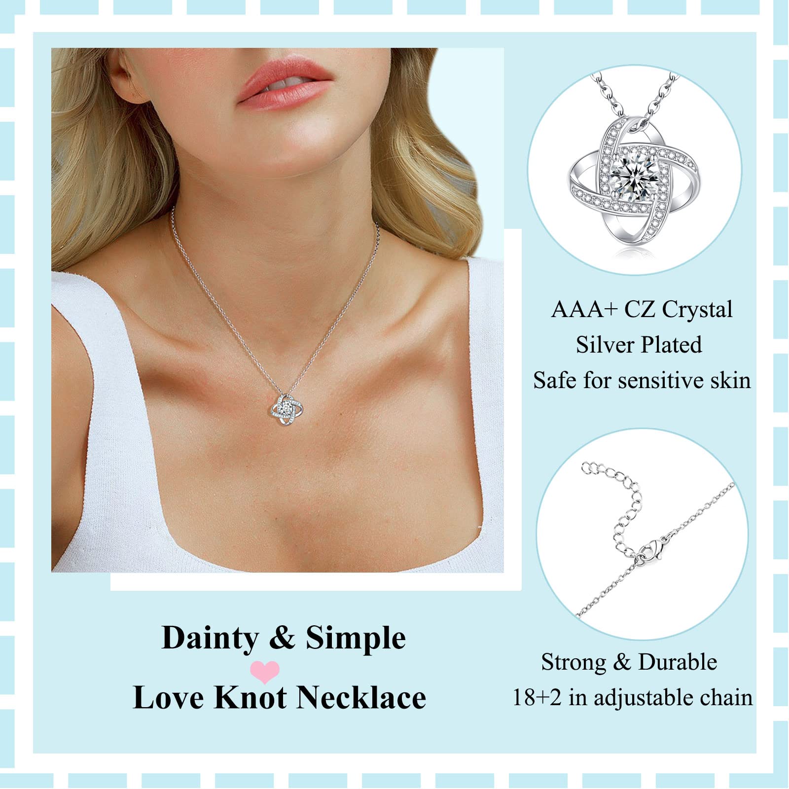 UNGENT THEM Mother in Law Mothers Day Birthday Christmas Gifts from Daughter Wedding Bride Infinity Love Knot Mom Necklace Jewel