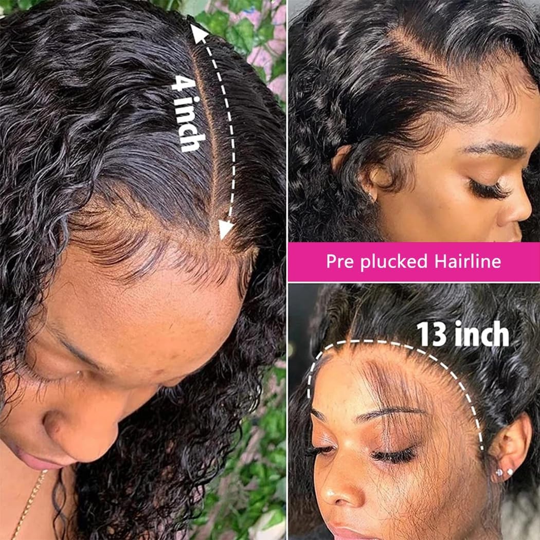 Odir 13X4 Lace Frontal Deep Wave Human Hair 180% Density Unprocessed 9A Deep Curly Virgin Hair 13X4 Ear To Ear Lace Closure Fron