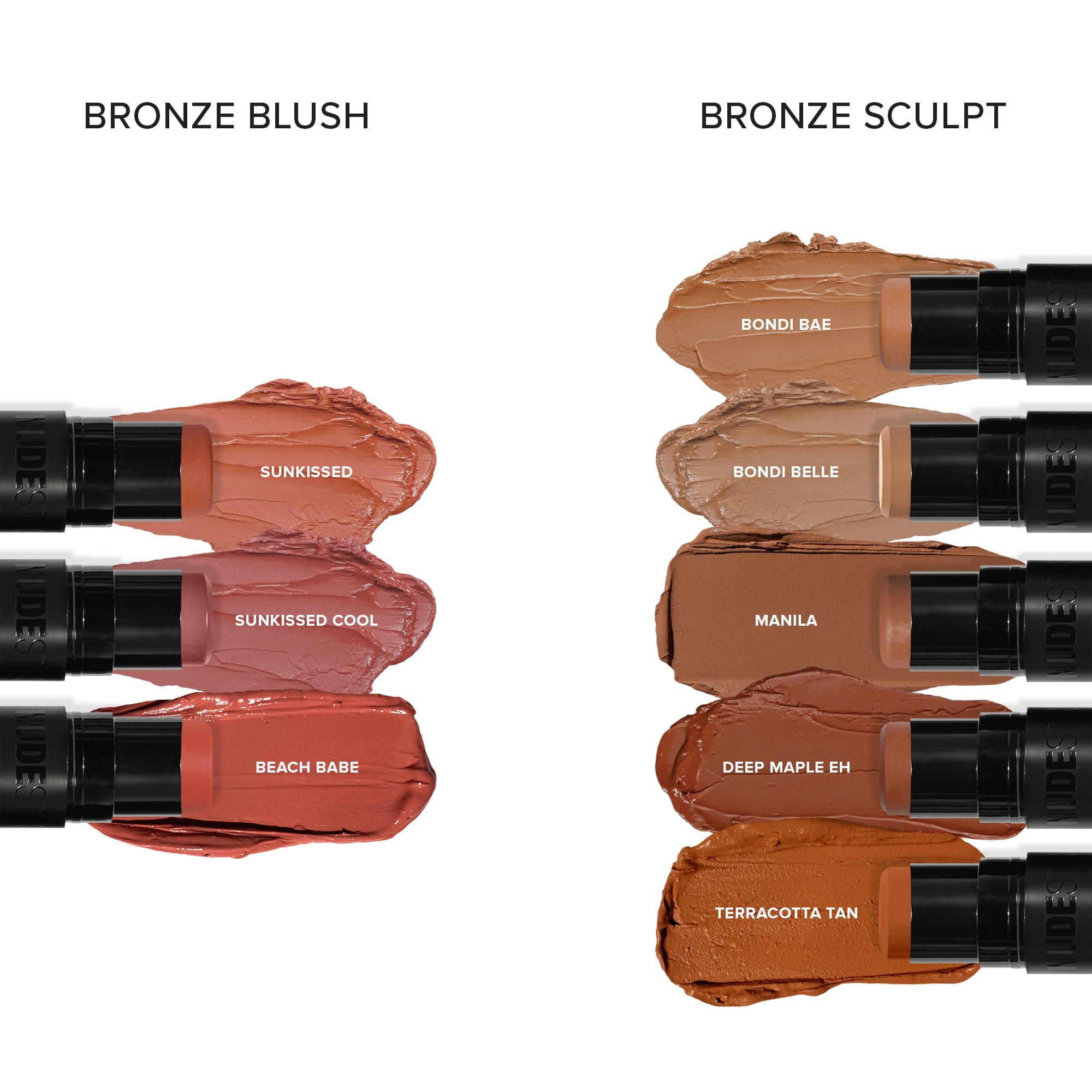 Nudestix Nudies Matte Cream Bronzer 3-In-1 All Over Face Colour For Face, Eyes, And Lips W/Blending Brush (Bondi Bae)
