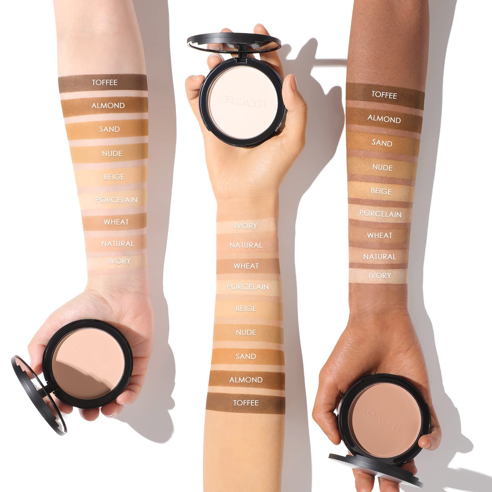 Focallure Flawless Pressed Powder, Control Shine & Smooth Complexion, Pressed Setting Powder Foundation Makeup, Portable Face Po