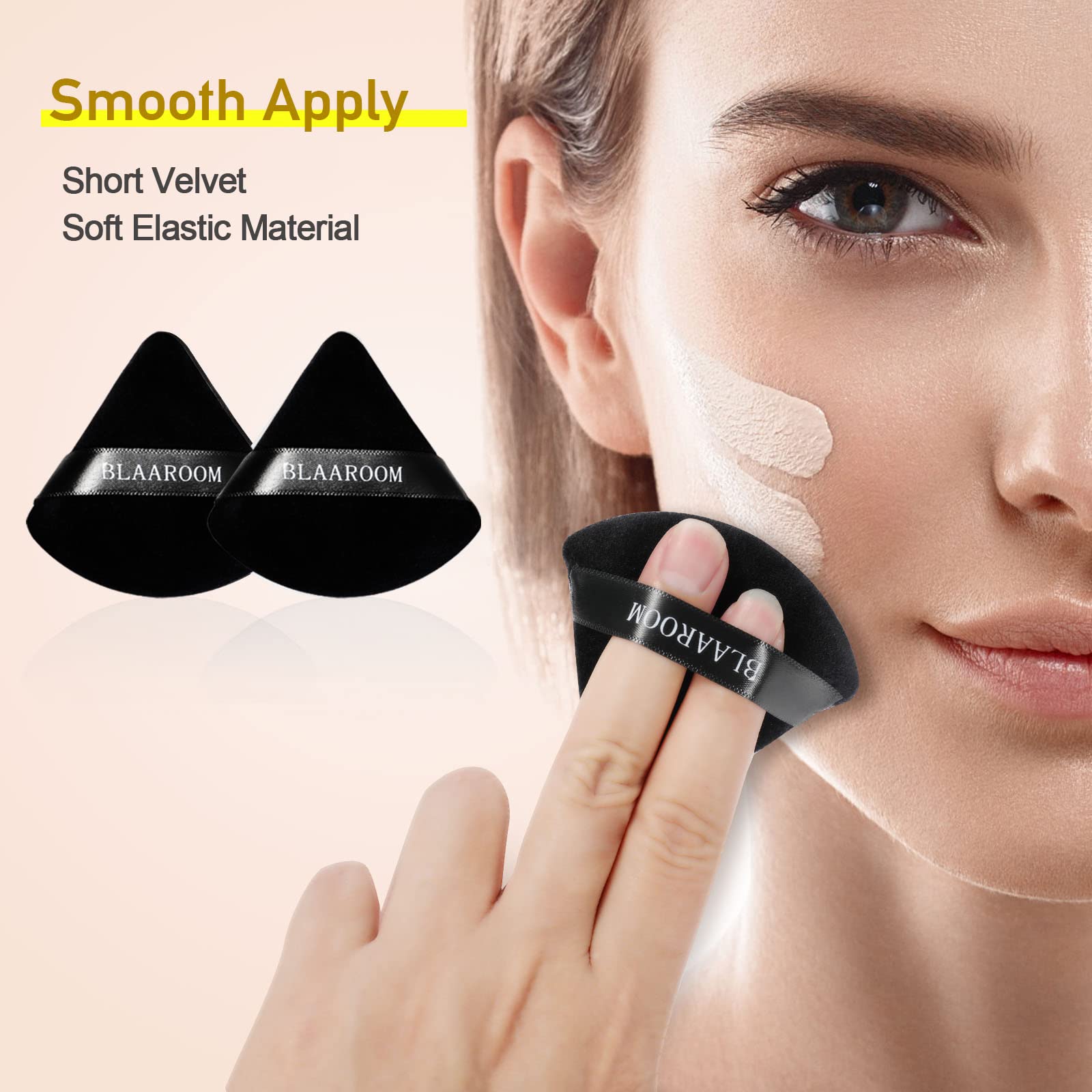 Blaaroom 6 Pcs Velvet Triangle Powder Puff,Triangular Design Makeup Soft Sponge Puff For Face Exquisite Makeup Eyes Contouring,