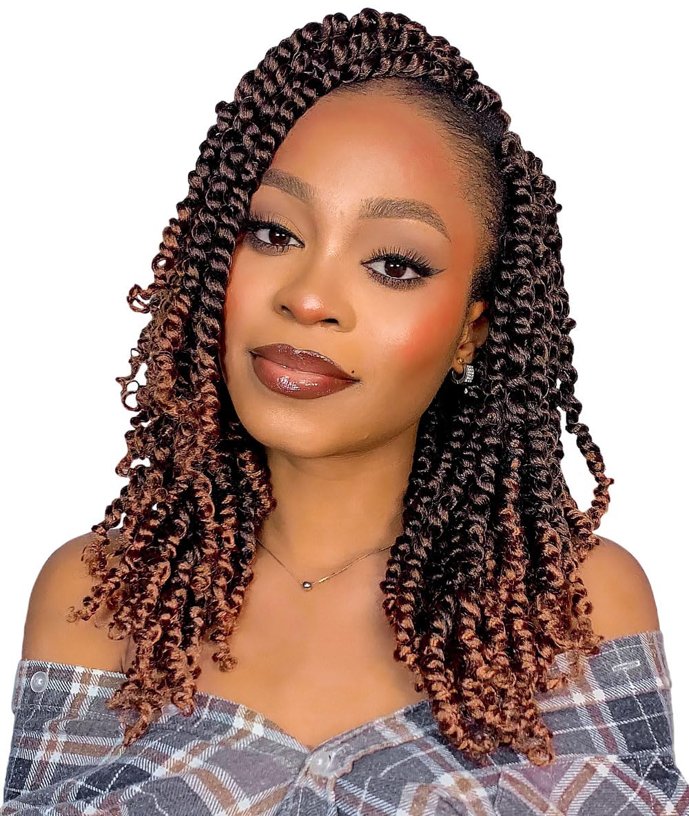The BOHOBABE Crochet Passion Twist Hair Pretwisted 12 Inch Short Pre-looped Passion Twist Crochet Braiding Hair 8 Packs (T30)
