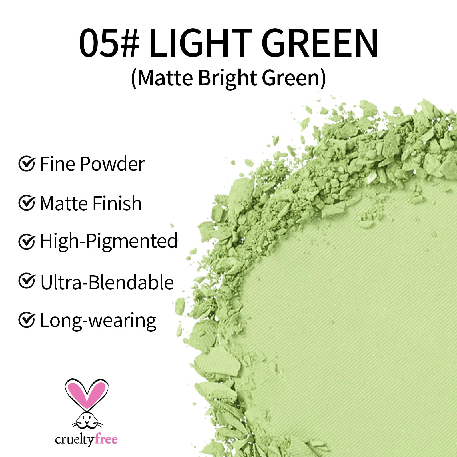 Erinde Single Lime Green Matte Eyeshadow Palette, Velvet Eye Shadow Compact Powder Natural Makeup, Long-Lasting Eye Makeup, Ultr