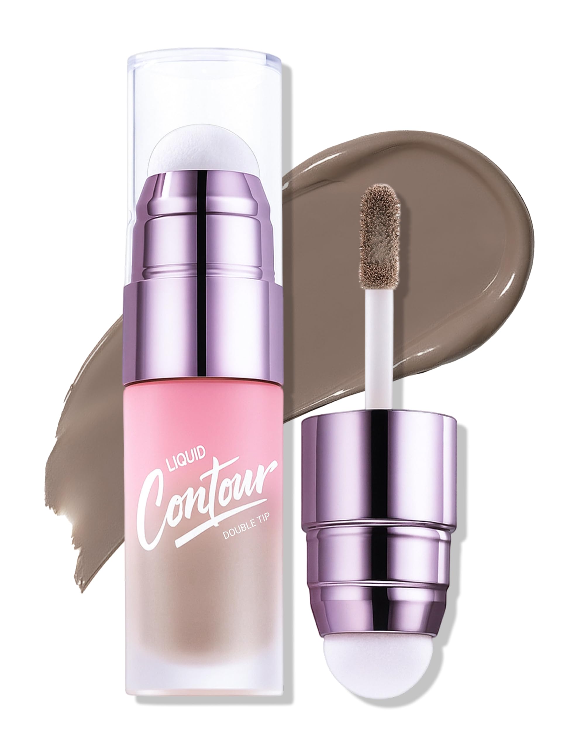Erinde Cool Toned Liquid Contour Stick  Grey Brown Cream Contour Bronzer with Brush, Liquid Contouring Makeup for Fair Pale Ski