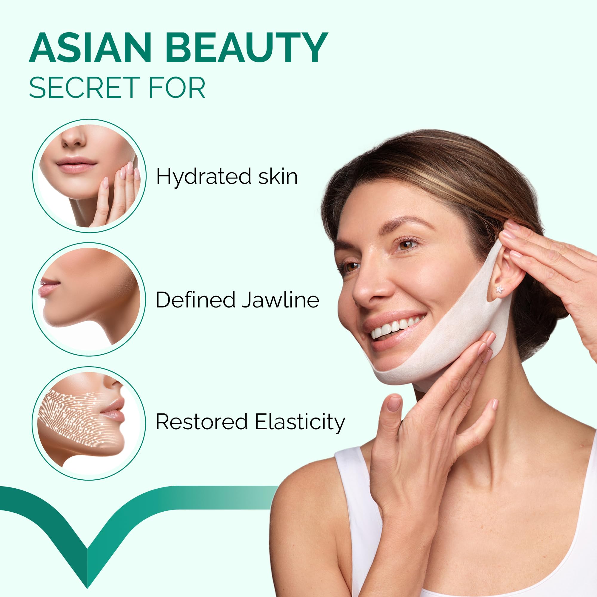 V-Line Mask 5 Pcs- Chin Strap For Double Chin For Women & Men - Double Chin Mask -V Shape Face Tape Chin And Neck Mask For Skin