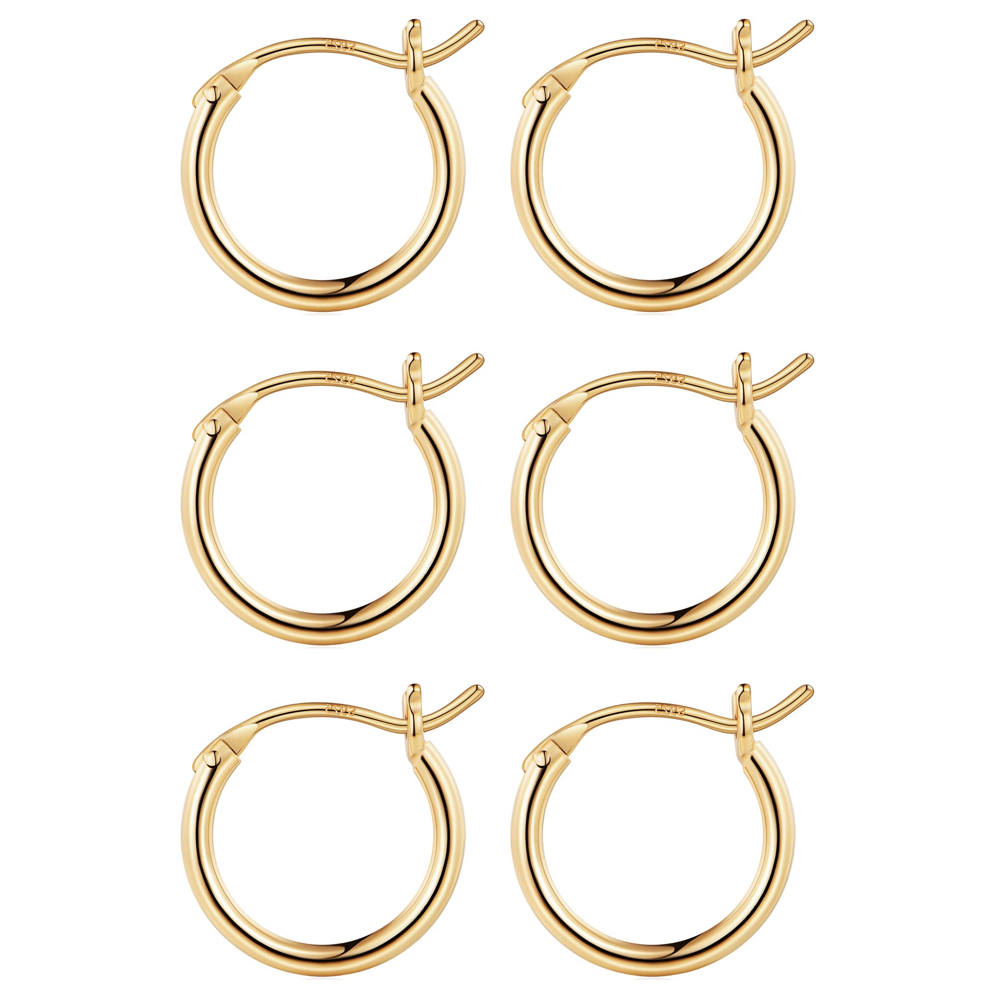 M MOOHAM Small Gold Hoop Earrings, 14K Gold Plated Hypoallergenic Chunky Mini Jewelry Pack Set Dainty Tiny for Women