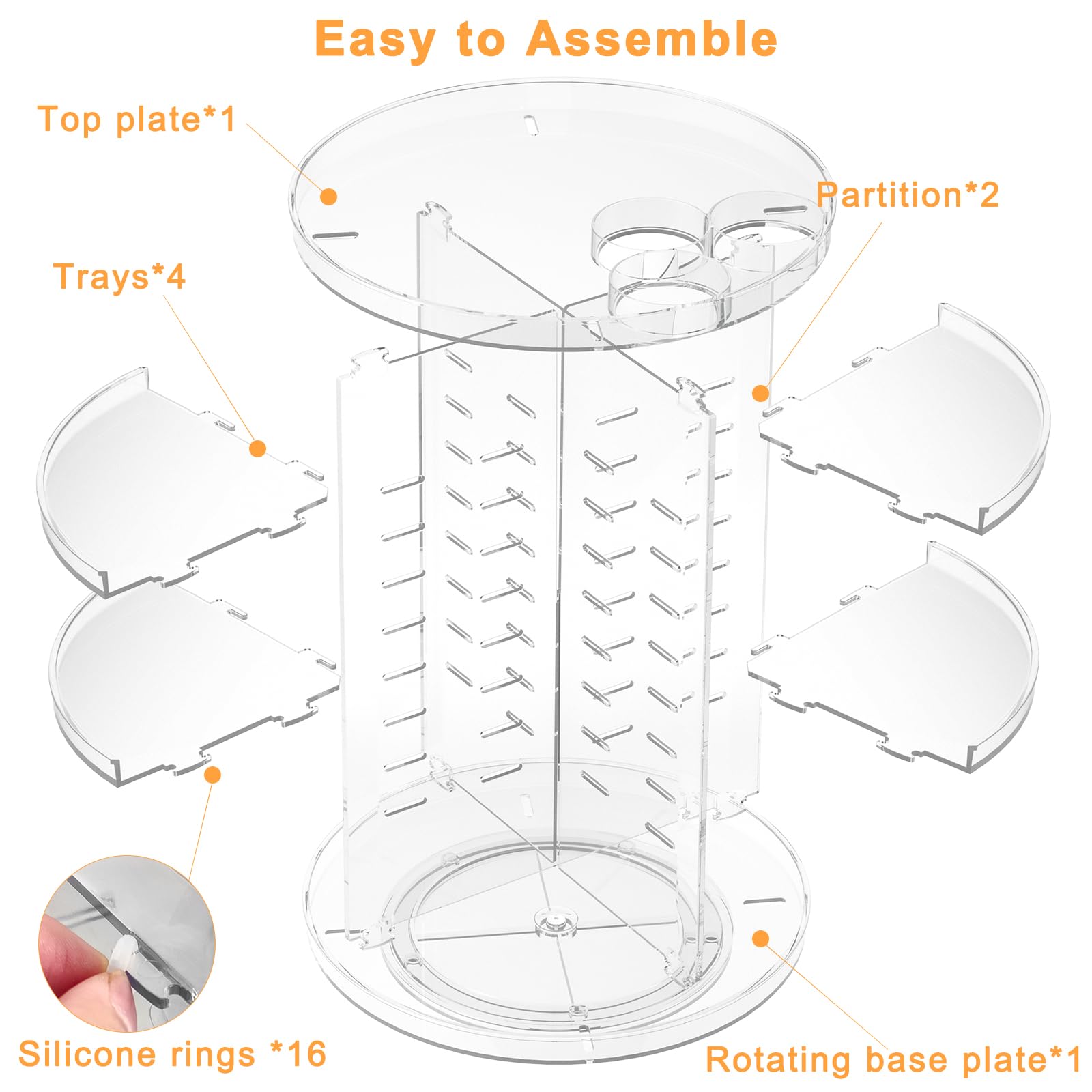 Rotating Makeup Organizer, Diy 8 Adjustable Layers Spinning Skincare Organizer, Cosmetic Display Case With Brush Holder Perfume