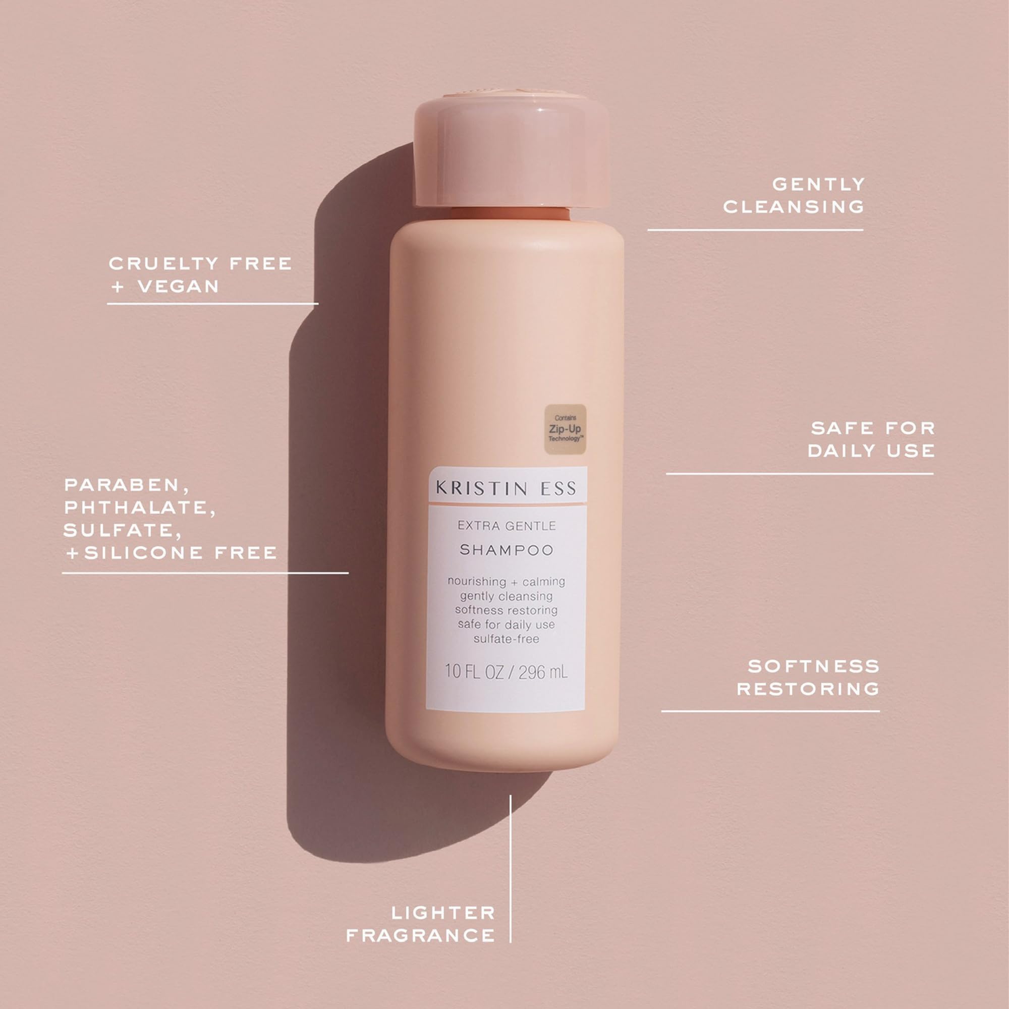 Kristin Ess Hair Extra Gentle Shampoo for Sensitive Skin + Scalp, Gently Cleanses, Nourishing + Calming Shampoo, Vegan, Sulfate