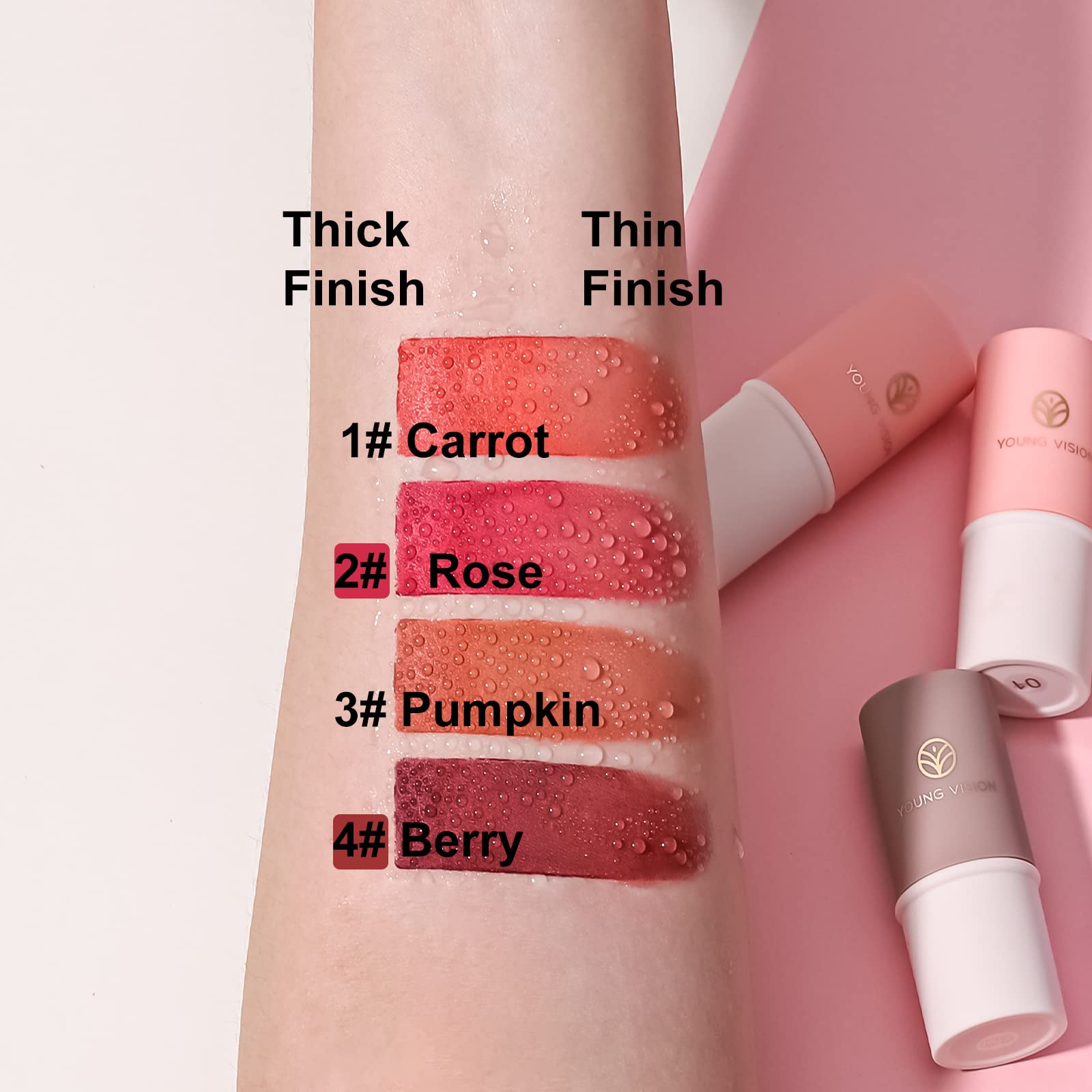YOUNG VISION Stick Blush for Face Makeup, Cream Blush for Lips and Cheeks Tint, Moisturize, Nature Look and Long wear Putty Blus