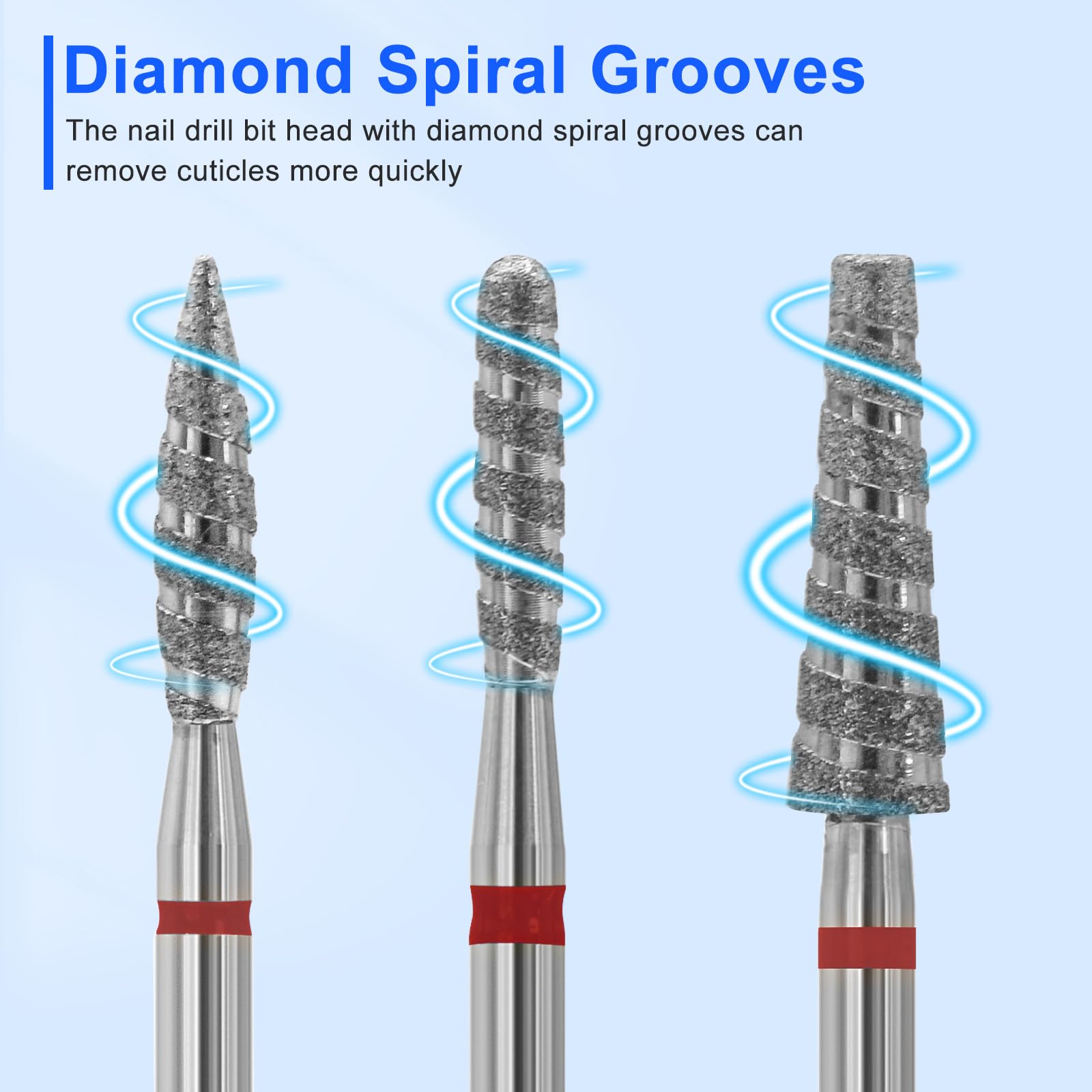 Diesisa 6 Pack Nail Drill Bits For Acrylic Nails, Diamond Carbide Nail Clipper Heads With Diamond Spiral Grooves, 3/32 Inch Cutt