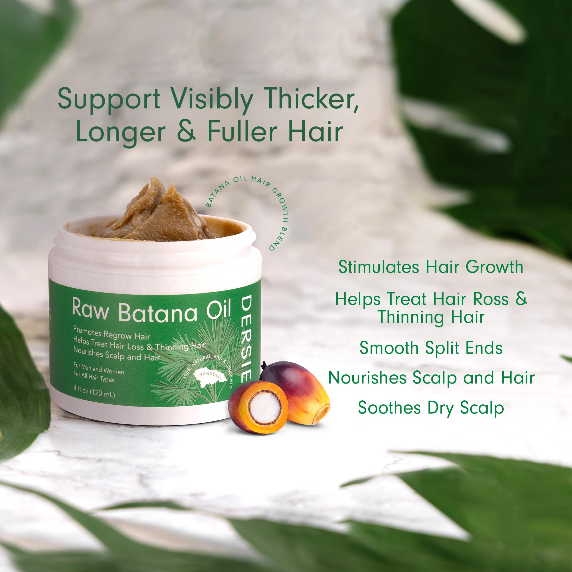 Raw Batana Oil For Hair Growth: Unrefined Solid Batana Oil Sourced From Honduras - 100% Pure & Organic Approved By Dr Sebi - Pro