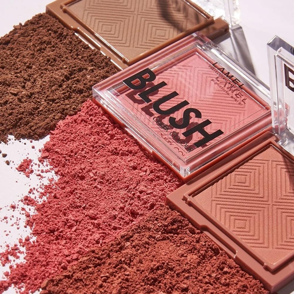 Lamel Pink Blush Cheek Color Mini - Blendable Natural Blush Powder - Enhances & Defines Shapes & Features - Contouring Powder Bl