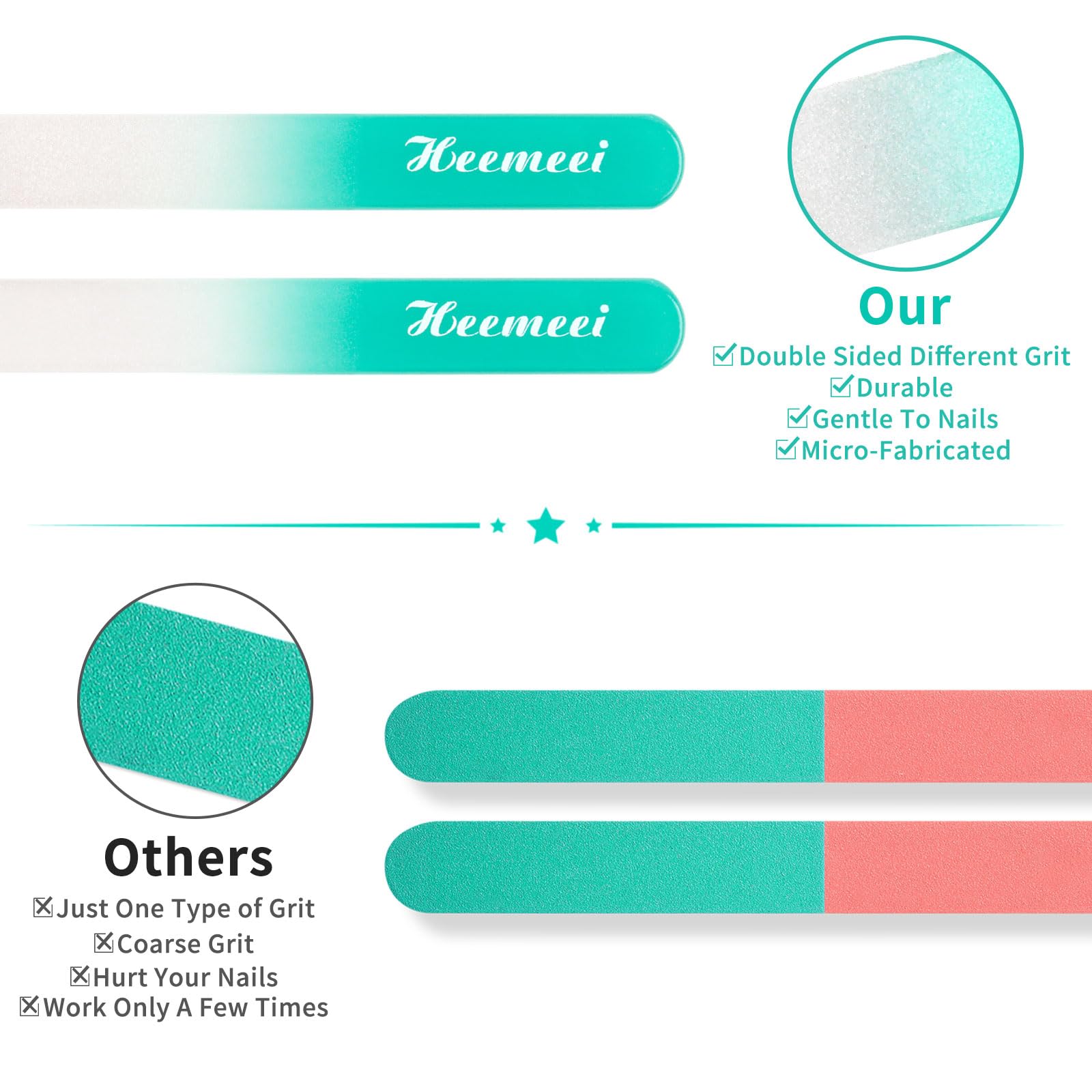 Heemeei Glass Nail File, Double Sided 180/320 Grit Glass Nail Files With Case, Glass Nail File For Natural Nails, Fingernail Fil