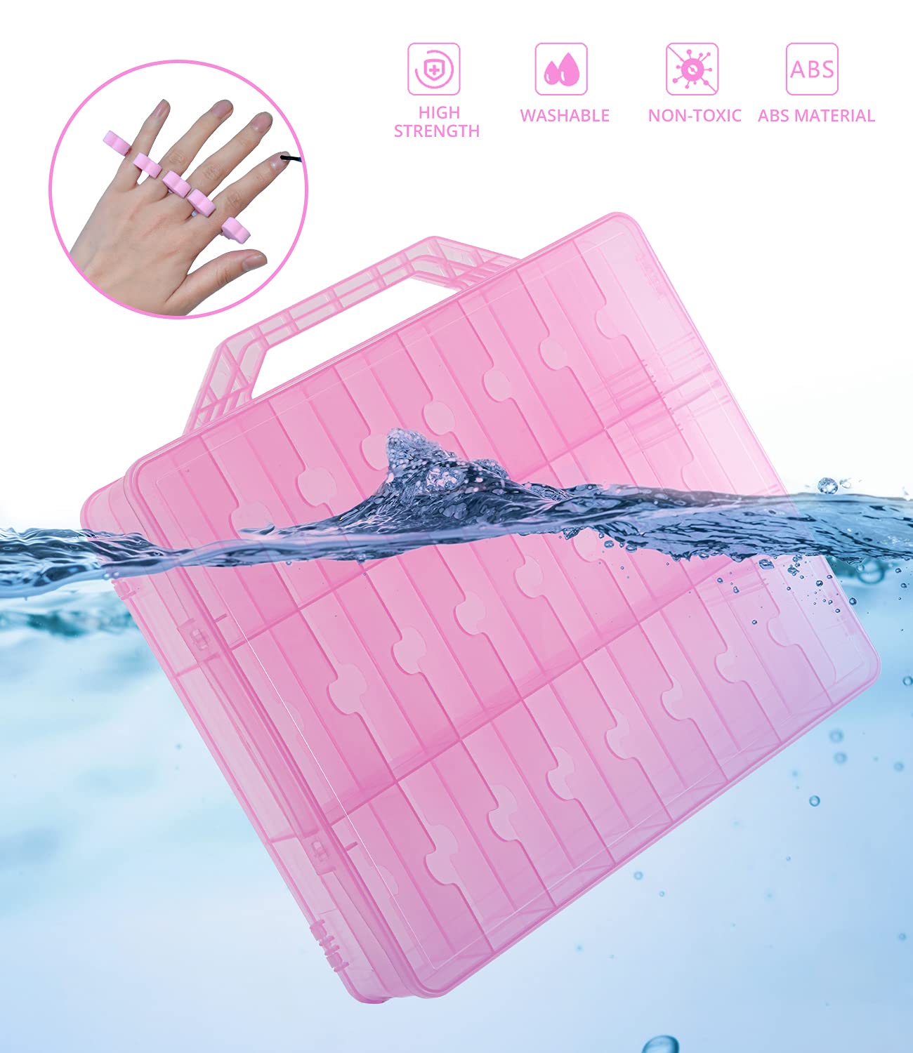 Dreamgenius Nail Polish Organizer Case For 48 Bottles, Double Side Nail Polish Holder With Adjustable Dividers, Portable Nail Po