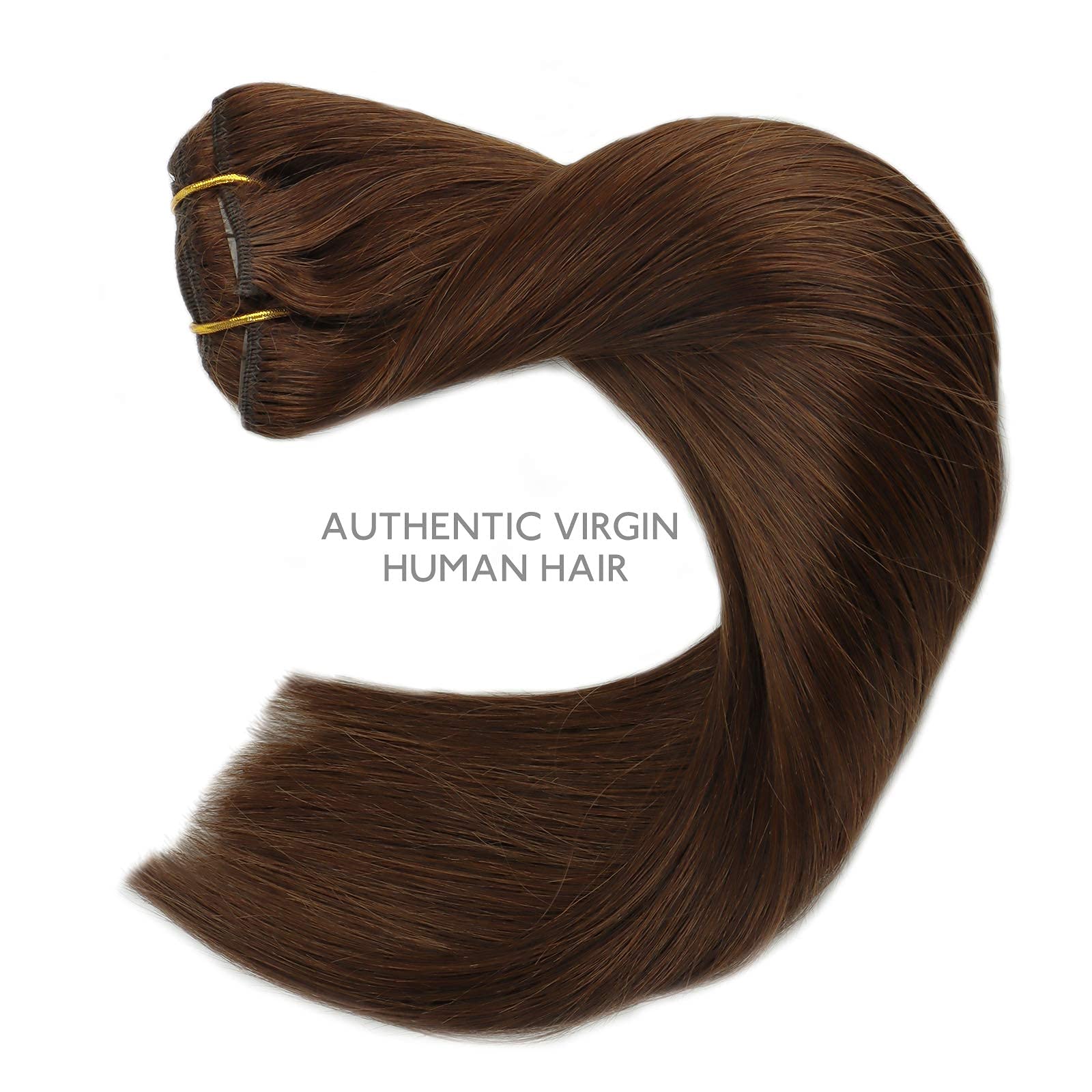 Wennalife Clip In Human Hair Extensions, 22 Inch 120G 7Pcs Chocolate Brown Hair Extensions Clip In Human Hair Remy Clip In Hair