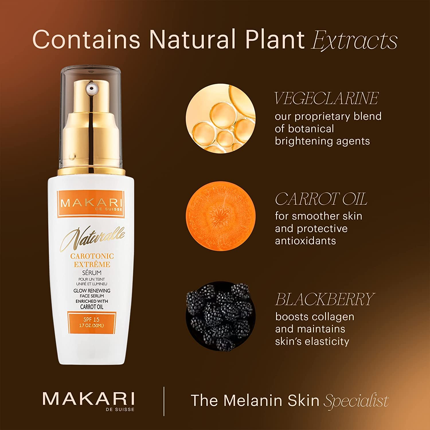 Makari Naturalle Carotonic Extreme Brightening Serum Spf15 (1.7 Oz) | Helps Heal Blemishes, Scars, And Imperfections | Brightens