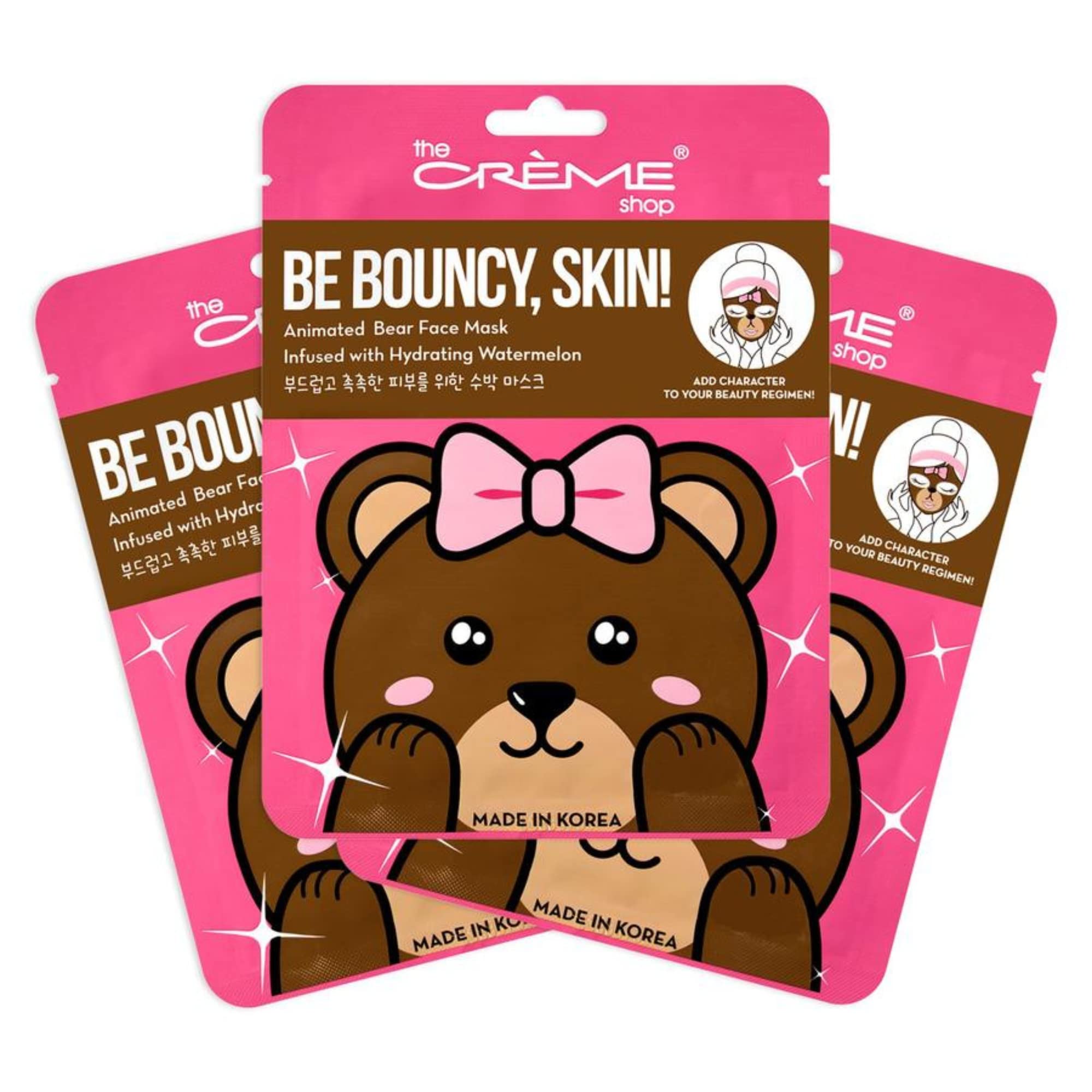 The Crme Shop Animated Miss Bear Face Mask, Hydrating Face Mask, Korean Skincare Mask With Watermelon, Animal Face Mask Sheet, W