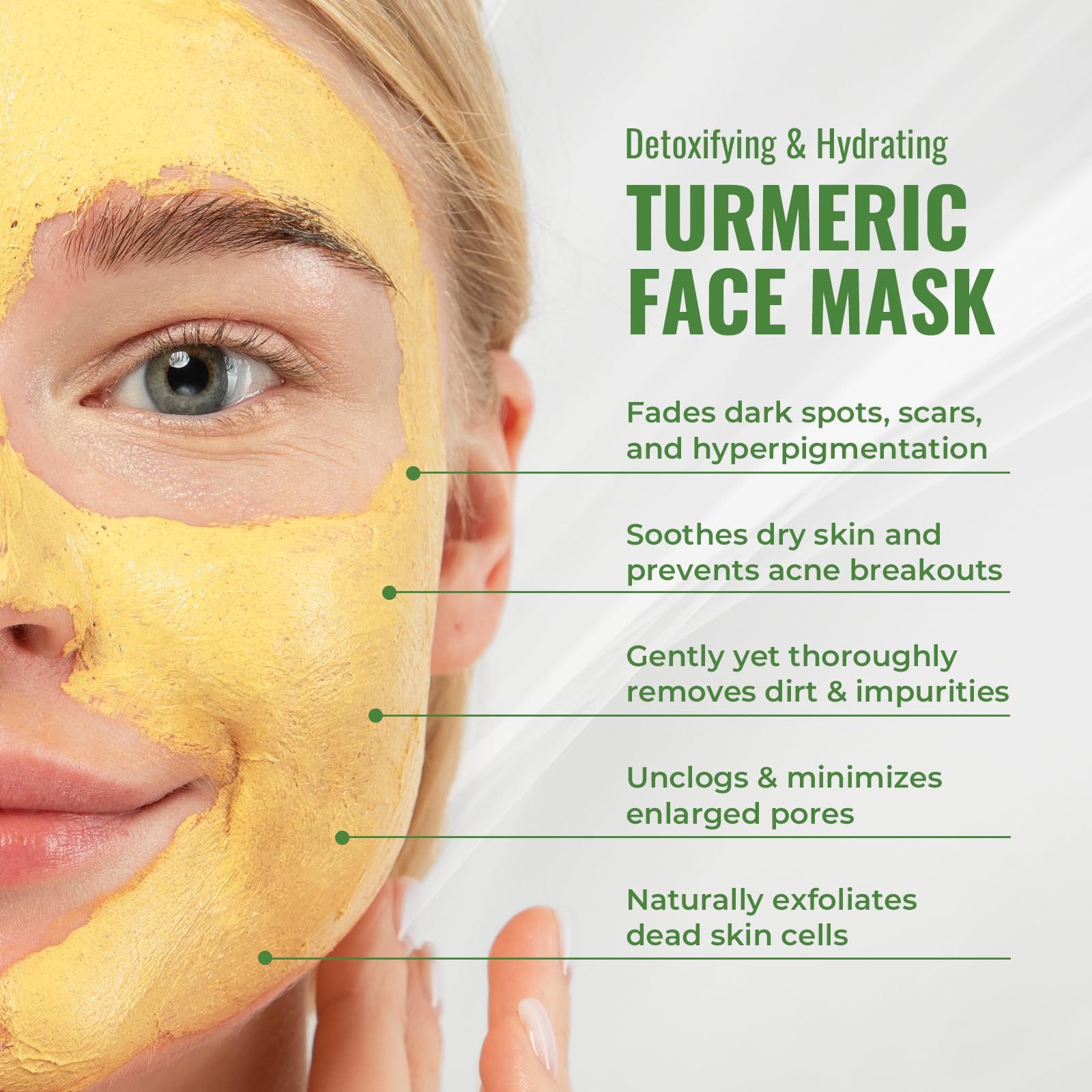 Wild Naturals Turmeric Clay Face Mask for Acne & Dark Spots - Gentle, Soothing Mask with Vitamin E for Men & Women - Natural Cla