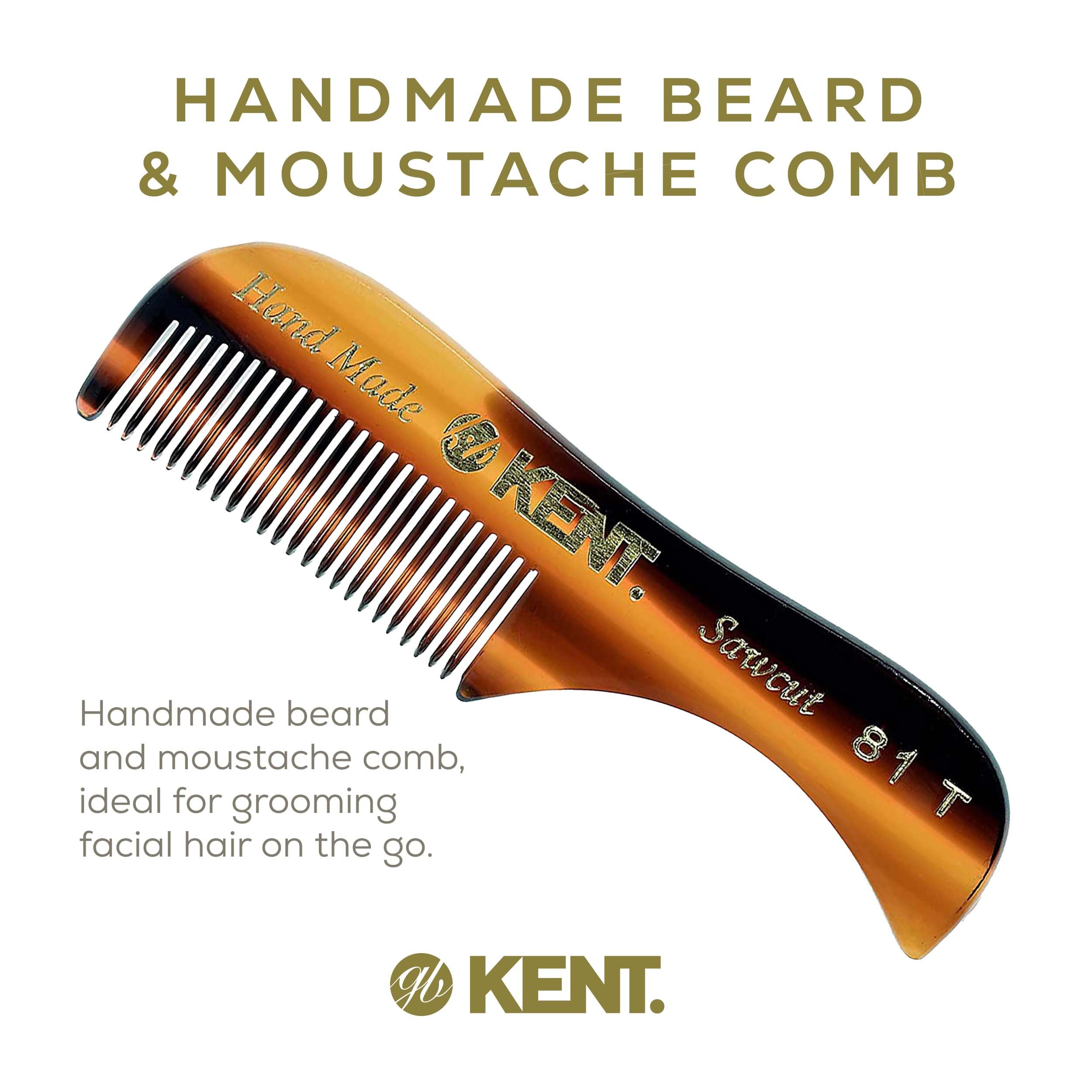 Kent A 81T X-Small Men'S Beard And Mustache Comb, Fine Toothed For Facial Hair Grooming And Styling. Quality Cellulose Acetate,