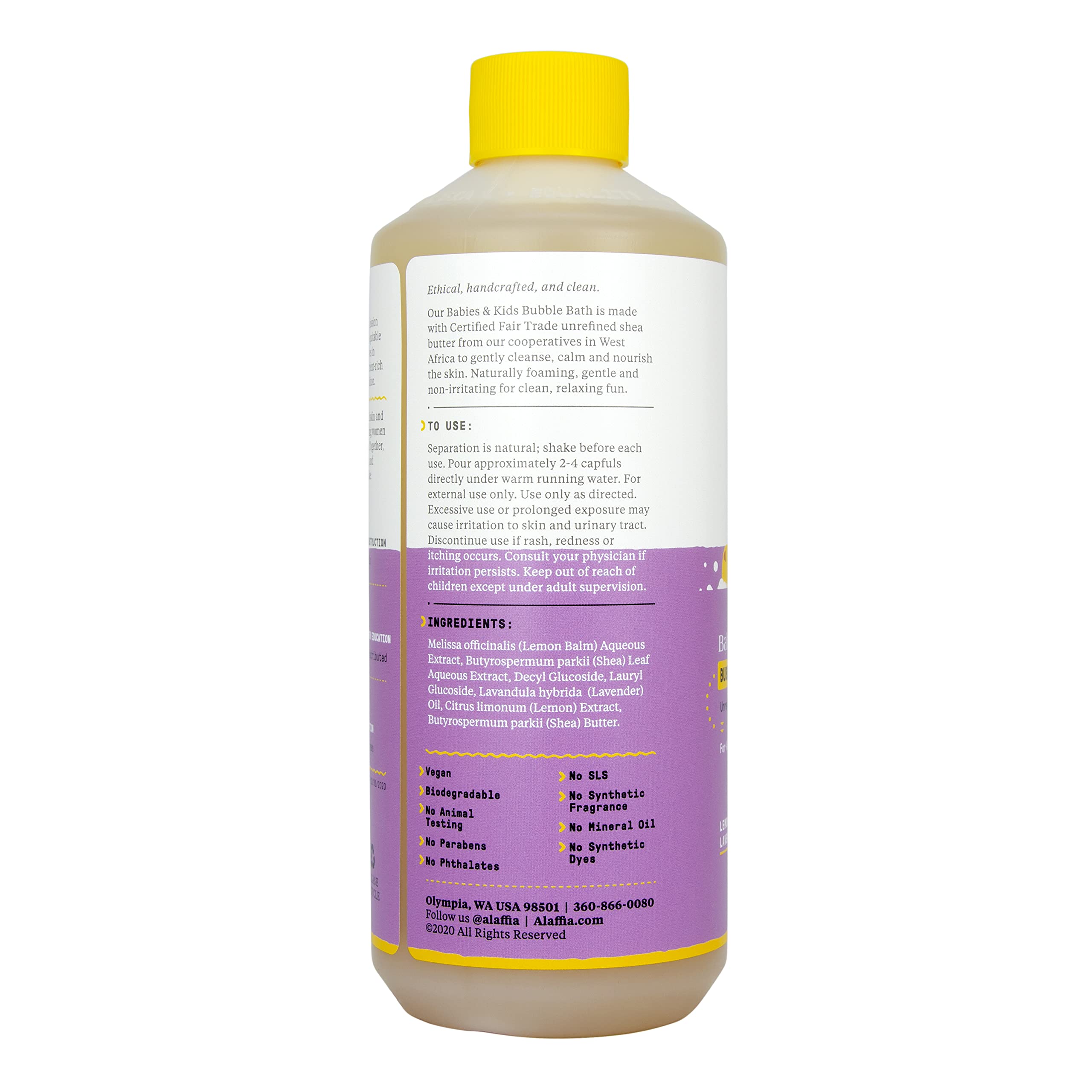 Alaffia Babies and Kids Bubble Bath, Gentle Bath Essentials for Delicate Skin, Plant-Based Formula That is Paraben & Sulfate-Fre