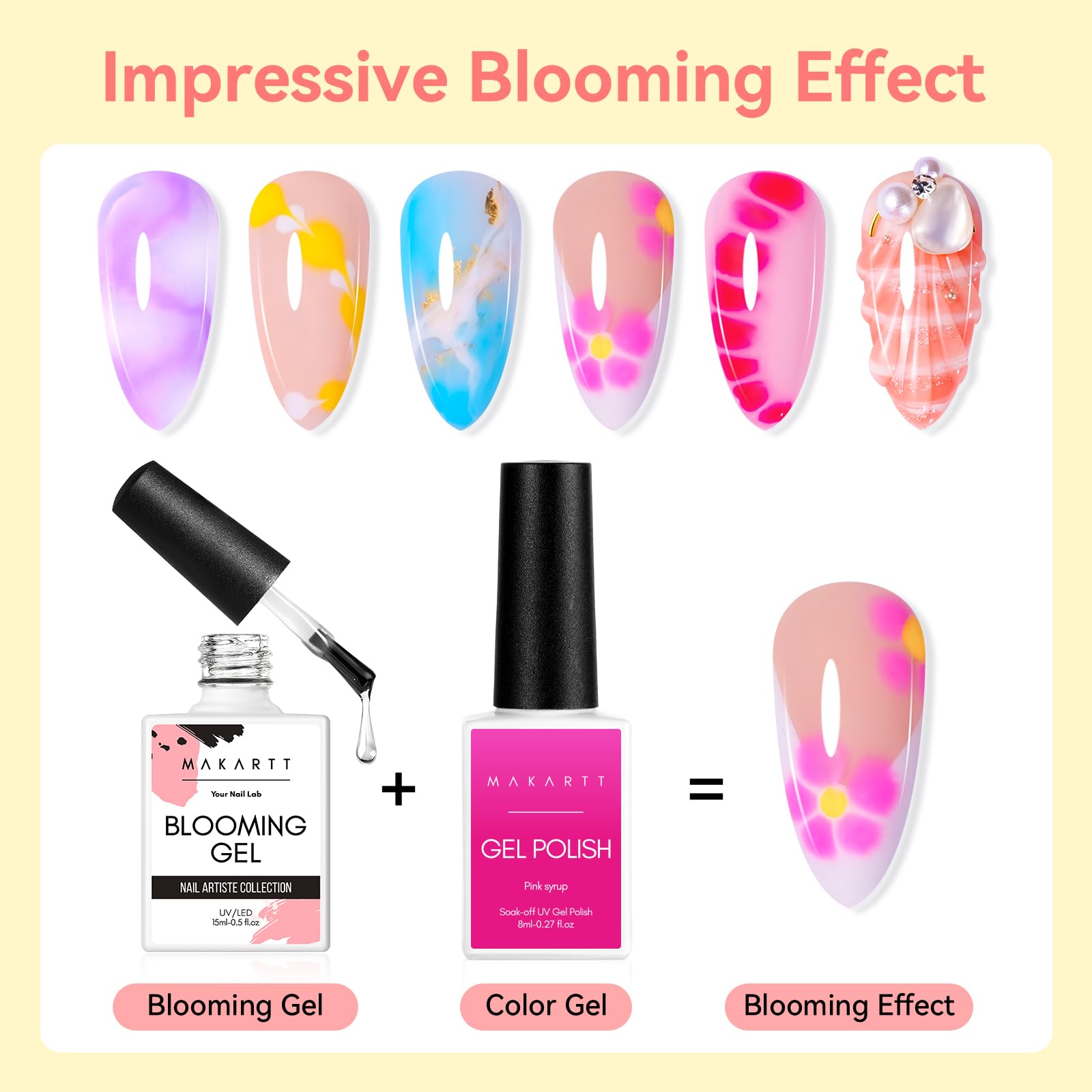 Makartt Clear Blooming Gel 15Ml Uv Led Soak Off Nail Art Polish For Spreading Effect Marble Nail Polish Gel Paint Nail Designs F