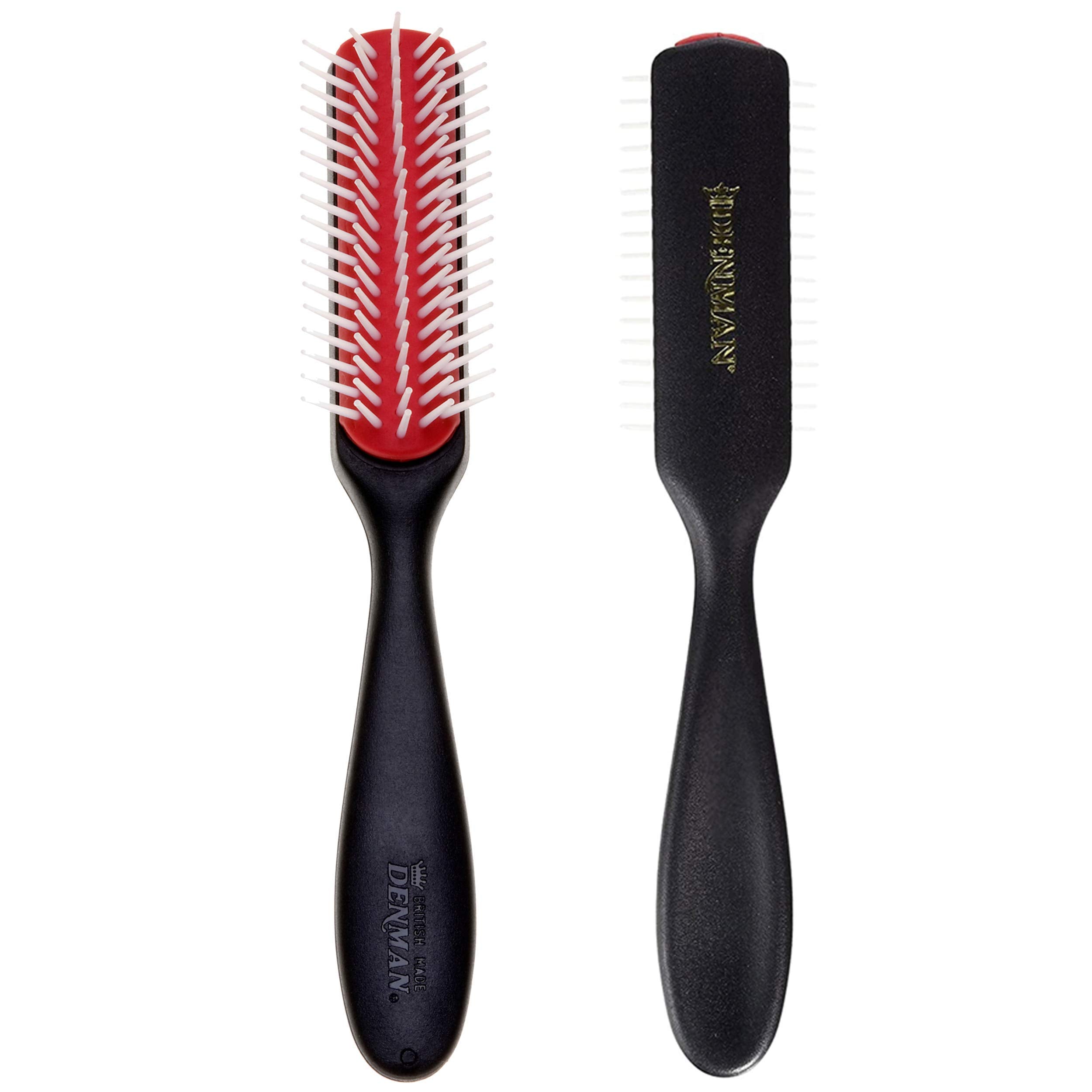 Denman Curly Hair Brush D143 - 5 Row Styling Mini Brush With Long Handle for Detangling, Separating, Shaping and Defining Curls