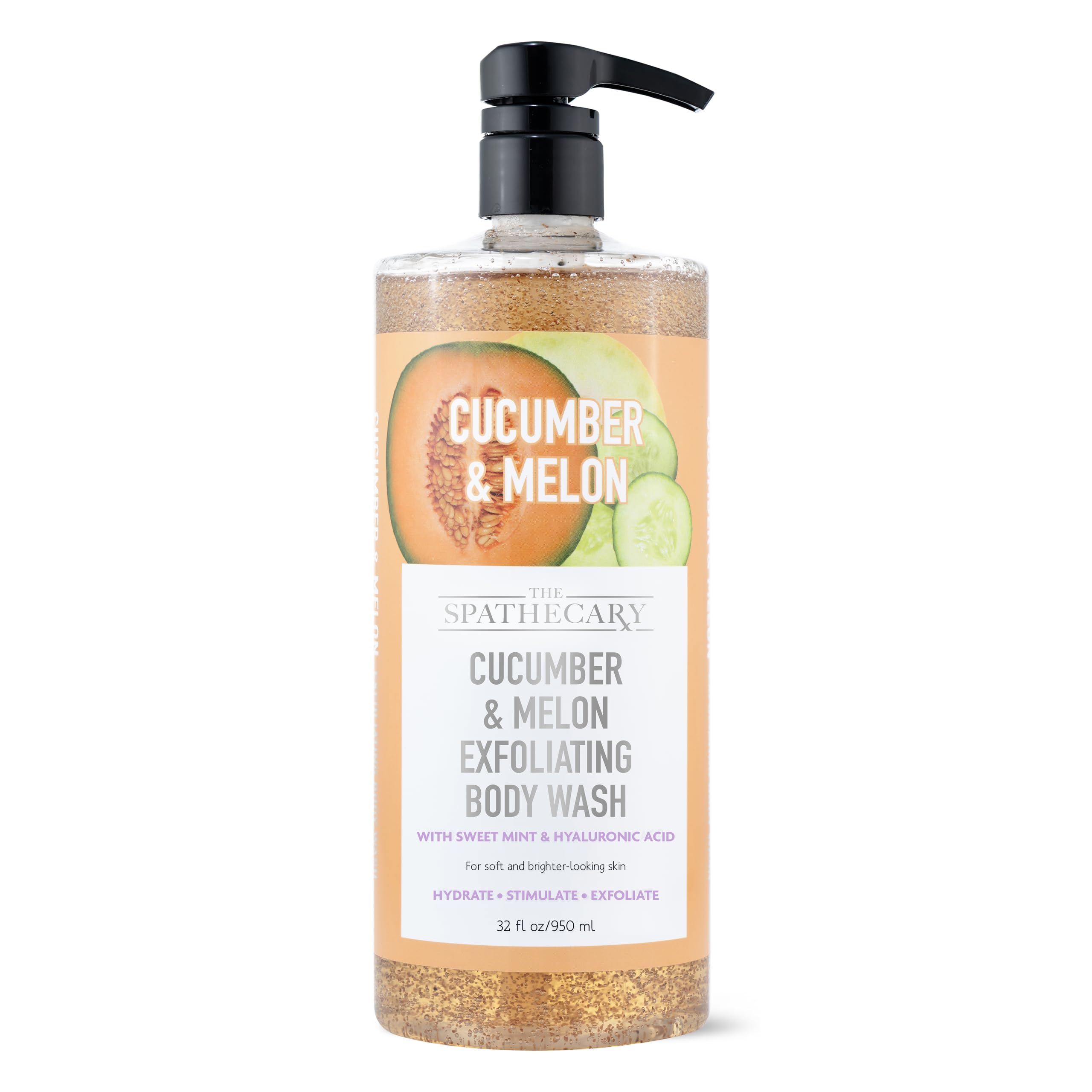 The Spathecary Cucumber & Melon Exfoliating Body Wash with Sweet Mint & Hyaluronic Acid | Hydrate Stimulate & Exfoliate for Smoo