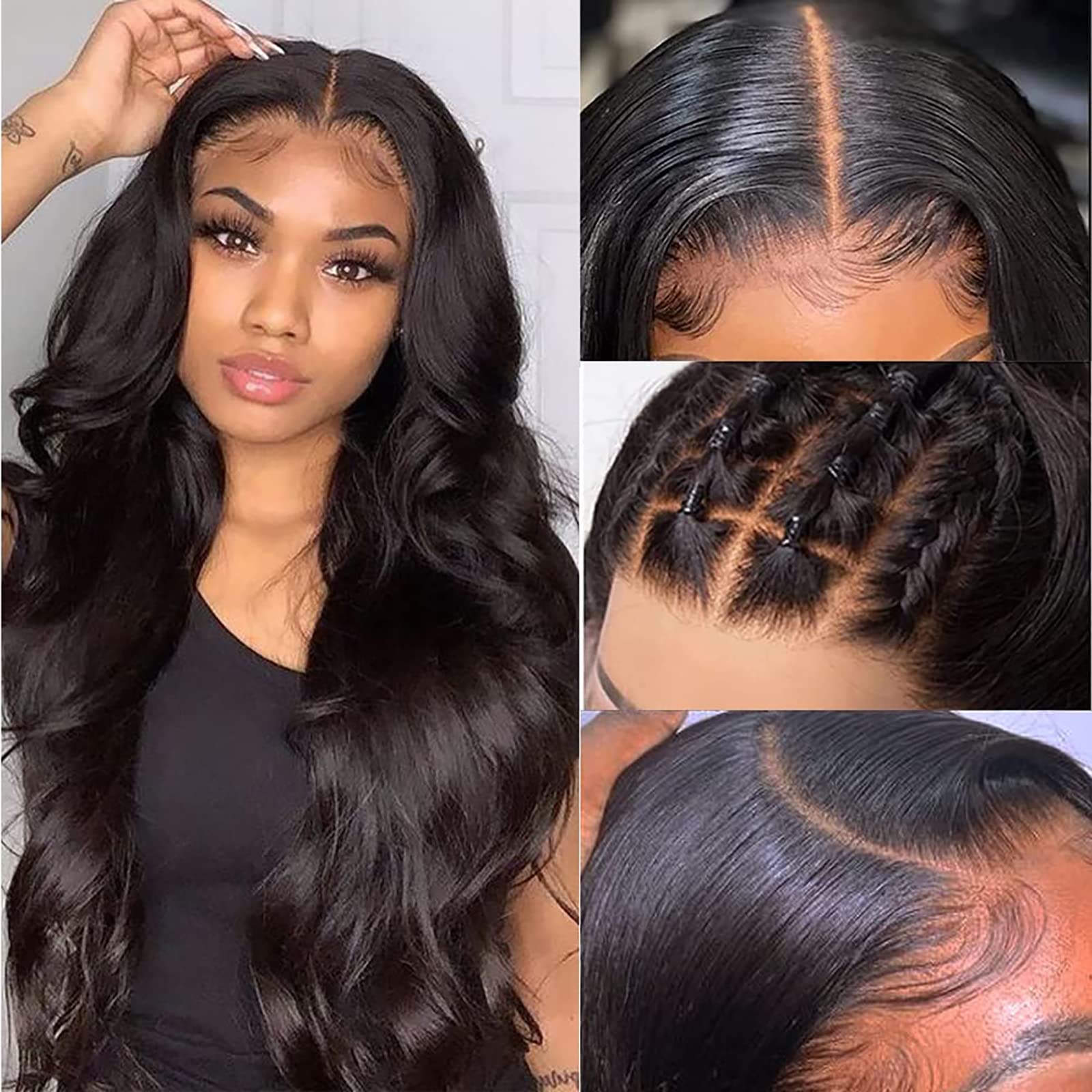 Aicrelery 13x6 HD Lace Front Wigs Human Hair Pre plucked Body Wave Frontal Wigs Human Hair Pre Plucked Bleached Knots With Baby