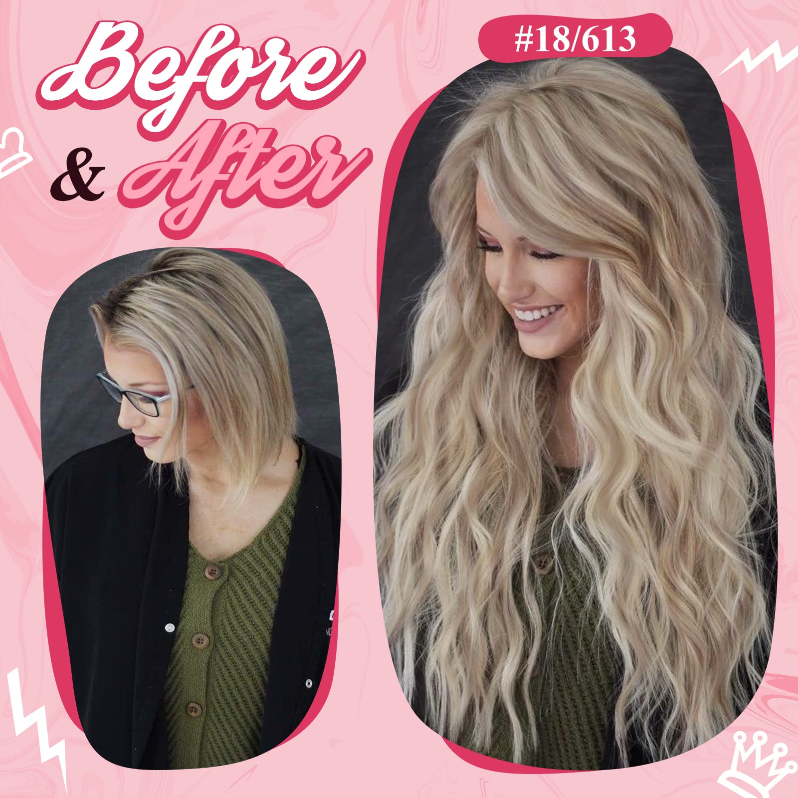 [Long]Sunny U Tips Hair Extensions Human Hair Highlight Blonde Keratin Hair Extensions Ash Blonde Highlights Bleach Blonde U Tip