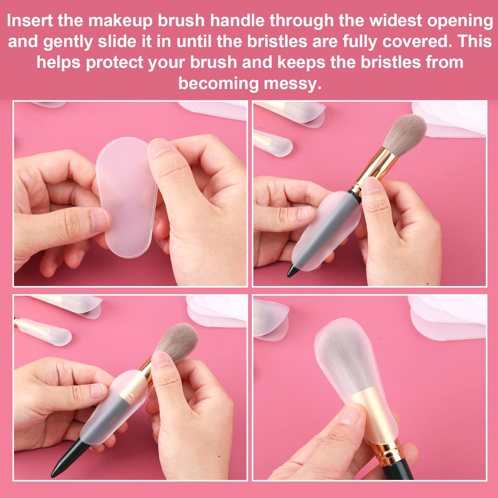 Tinoaly 20pcs Makeup Brush Covers - Clear Plastic Protective Sleeves, Dustproof & Waterproof, Travel & Daily Storage, Model L25024