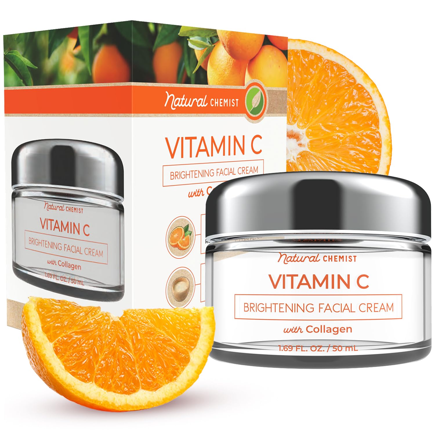Natural Chemist Vitamin C & Collagen Daily Face Moisturizer - Firming, Reduces Fine Lines & Wrinkles, Skin Brightening Day Cream