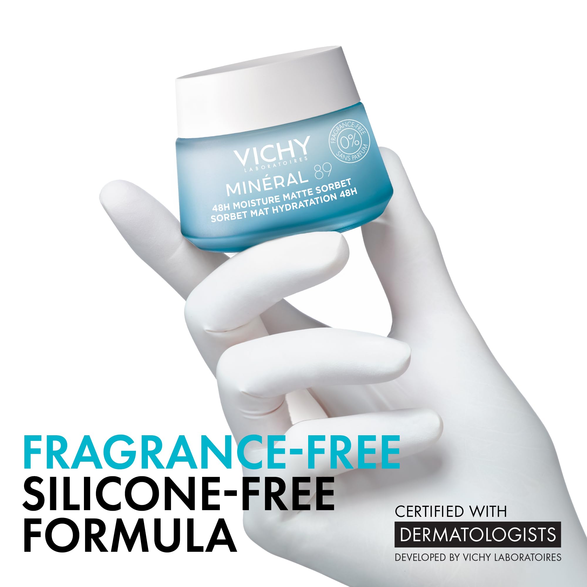 Vichy Min  ral 89 Matte Sorbet Face Moisturizer For Oily Skin, Mattifying Moisturizer, Hyaluronic Acid + Niacinamide + Salicylic