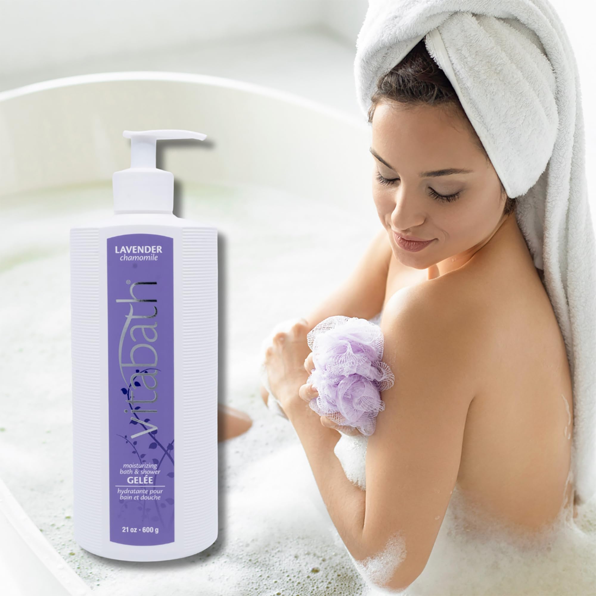 Vitabath Lavender Chamomile Moisturizing Bath & Shower Gel Wash Calming & Hydrating Botanical Skin-Softening Skincare, Body Clea
