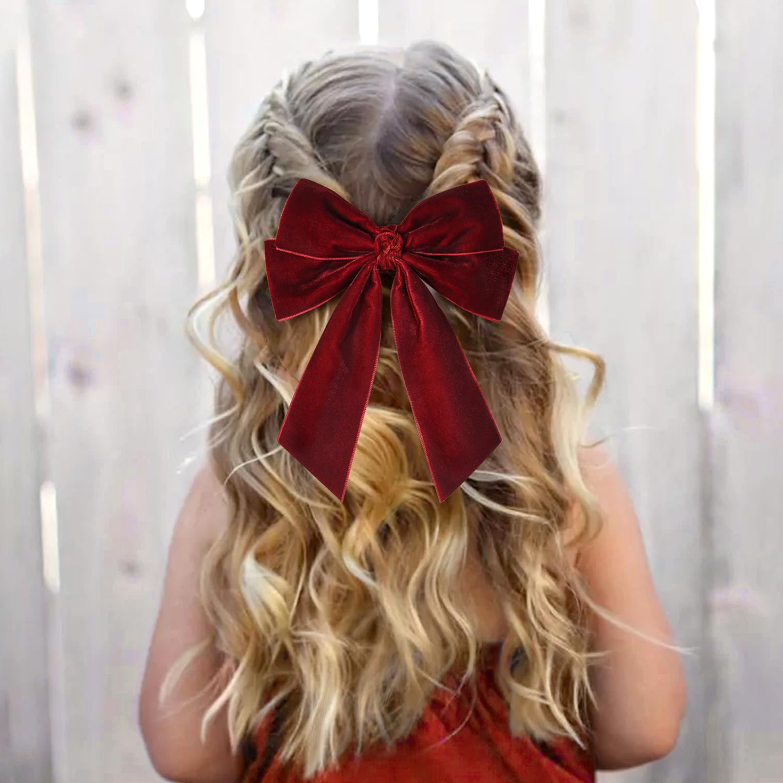 2Pcs Velvet Hair Bow Red Bow Hair Ribbon Clips For Women Girls Fall Alligator Hair Clips Hair Accessories Toddlers Kids Teens