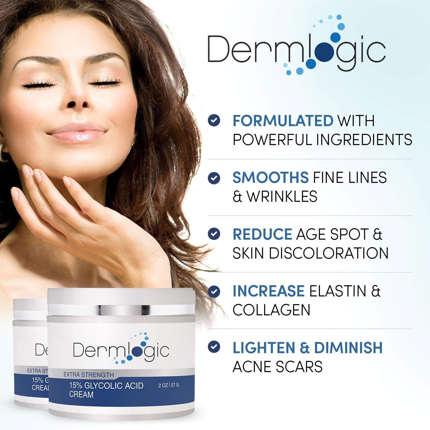 Glycolic Cream 15% - Natural Anti Aging Exfoliator to Smooth Away Fine Lines & Wrinkles & Improve a Dull Looking Complexion. Inc