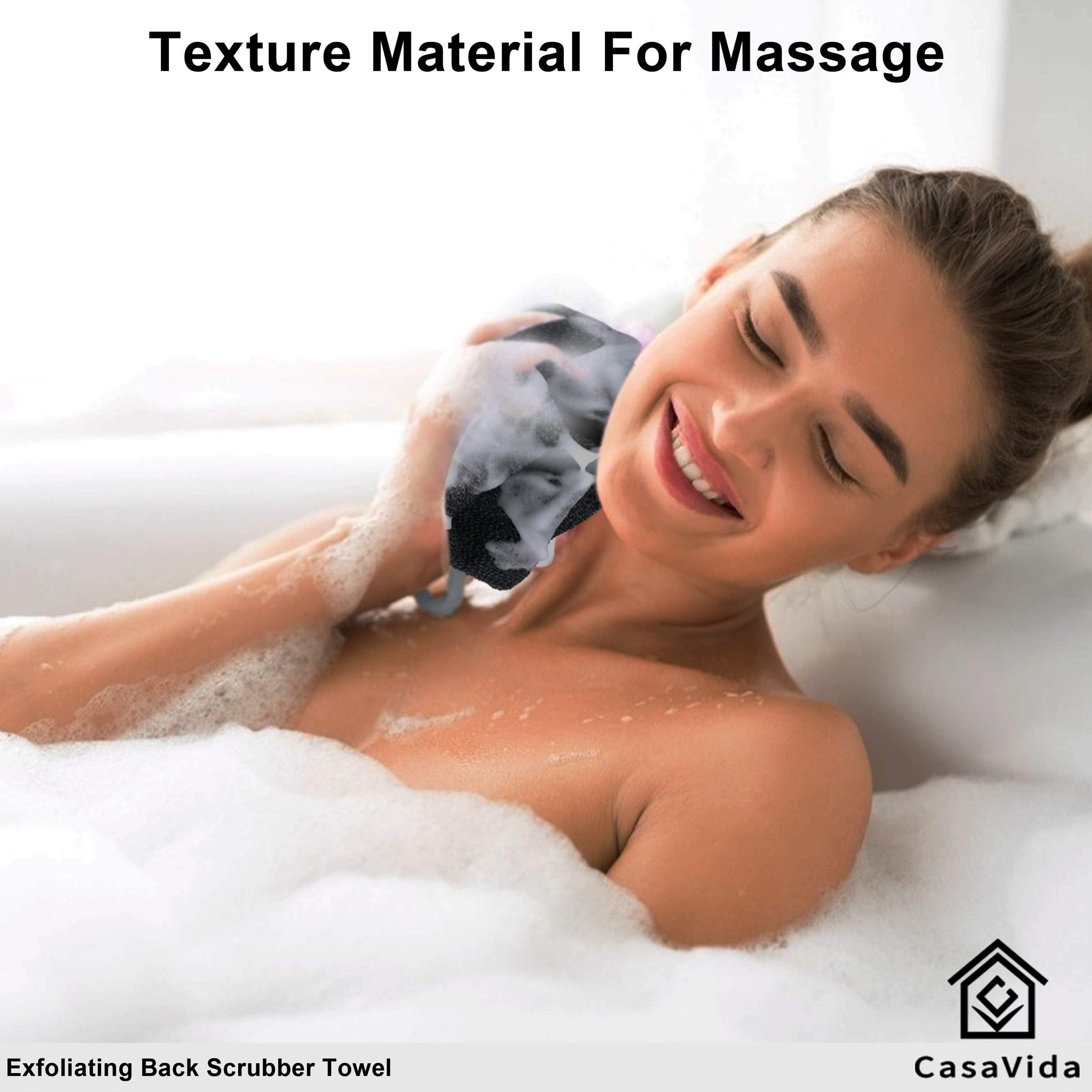 Casavida Back Scrubber For Shower Exfoliating Body Scrubber Nylon Bath Towel Shower Back Washer Exfoliating Washcloth Rear Scrub