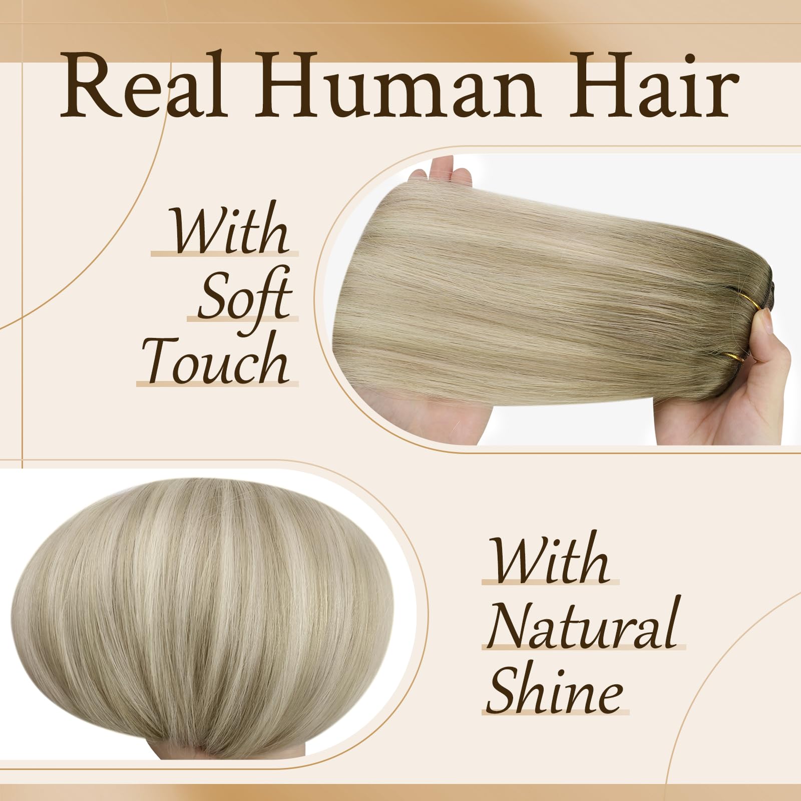 Sunny 150G Ombre Clip In Hair Extensions Blonde Balayage Clip In Human Hair Extensions Ash Blonde Ombre Platinum Blonde Long Hai