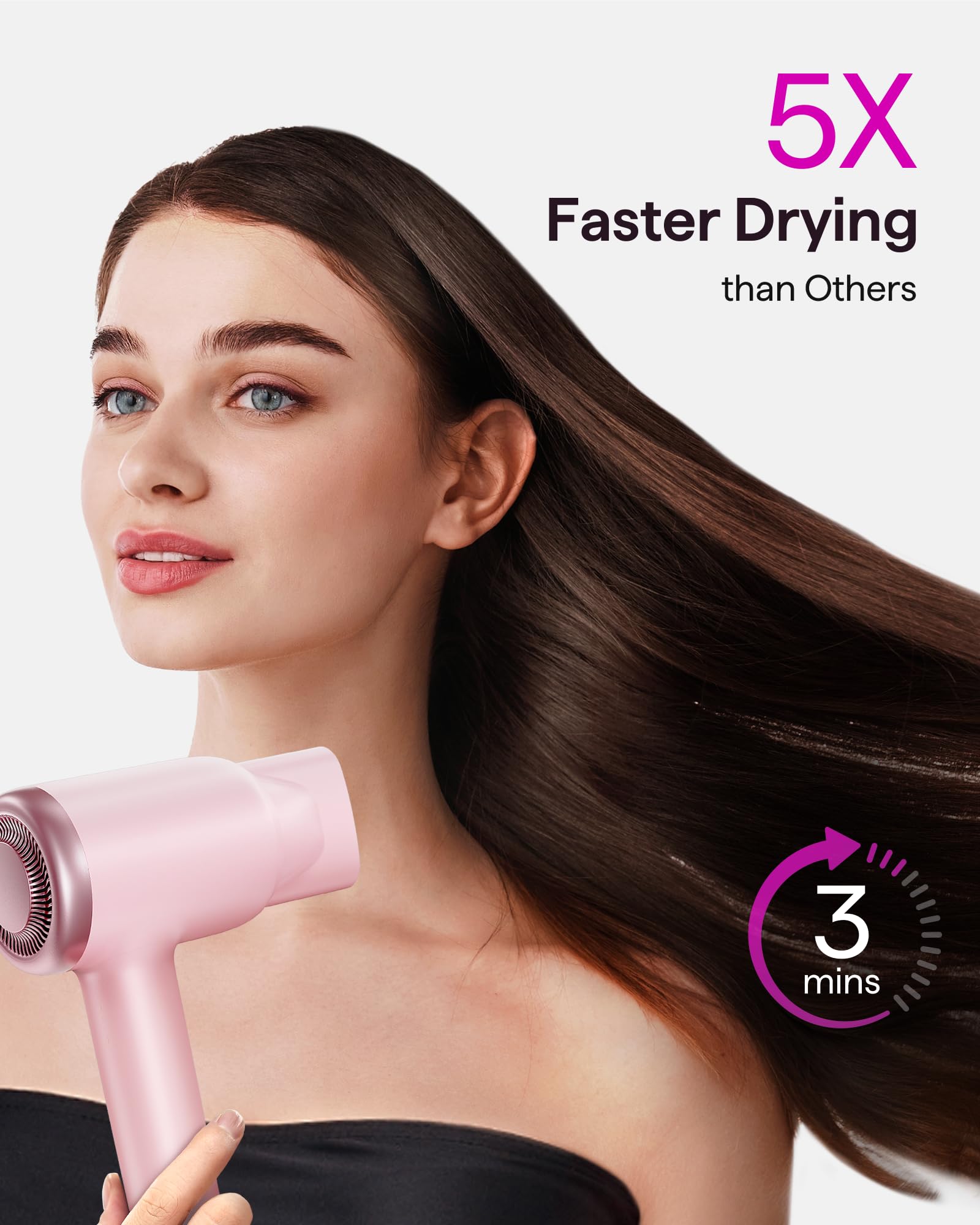 Hair Dryer, Wavytalk Hair Dryer With Diffuser Pro Fast Drying Hair Dryer 110,000 Rpm With Magnetic Attachments, Professional Ion