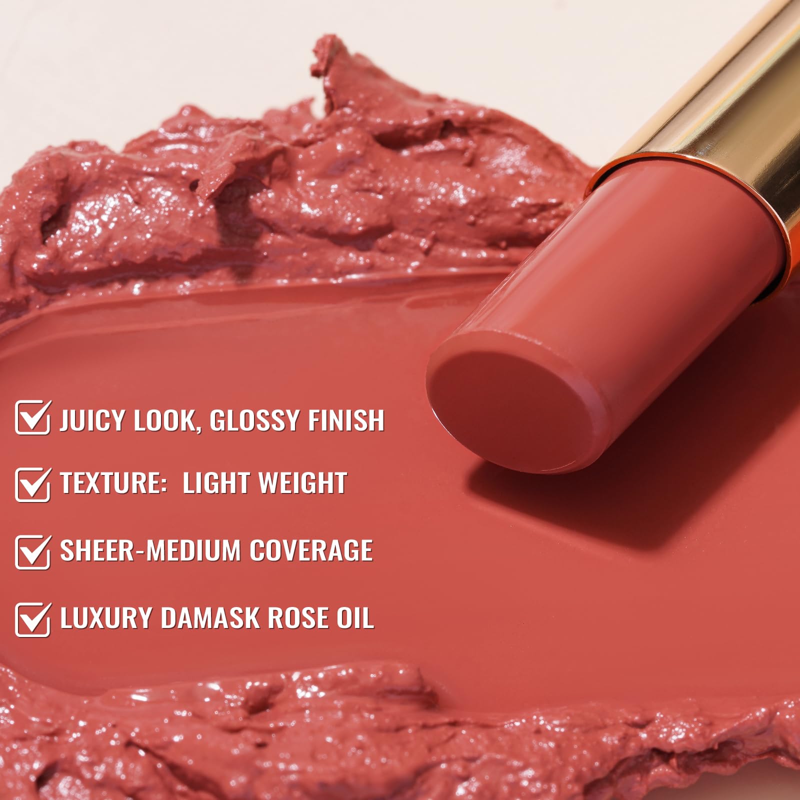 Oulac Moisturizing Shine Lipstick Red For Women - 2 In 1 Glossy Red Tinted Lip Balm, Hydrating Summer Lipstick For Dry Lips,Shin