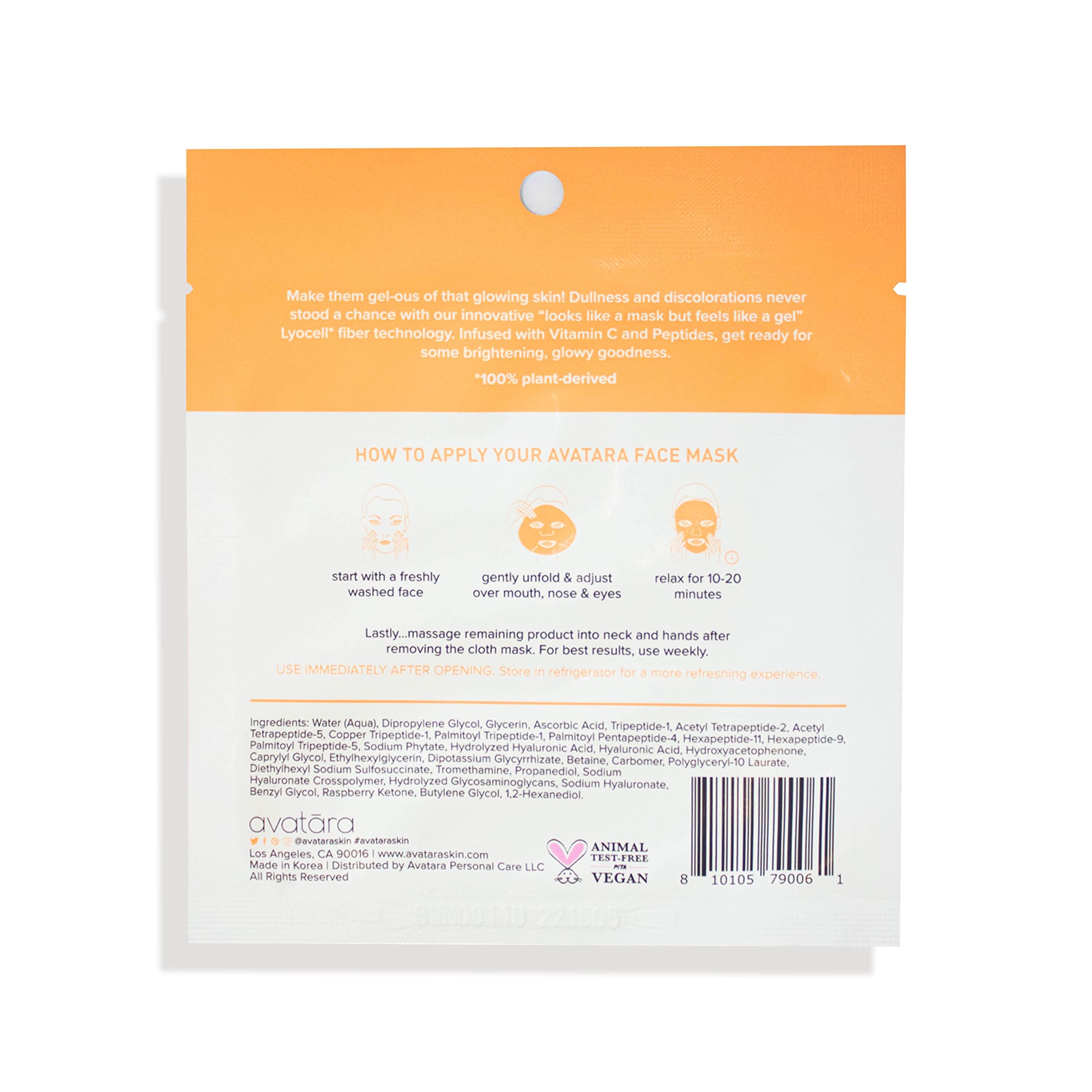 Avatara - You C This? Vitamin C Water-Gel Mask, Hydrating Mask, Sheet Masks With Niacinamide And Hyaluronic Acid, Facial Mask Ma