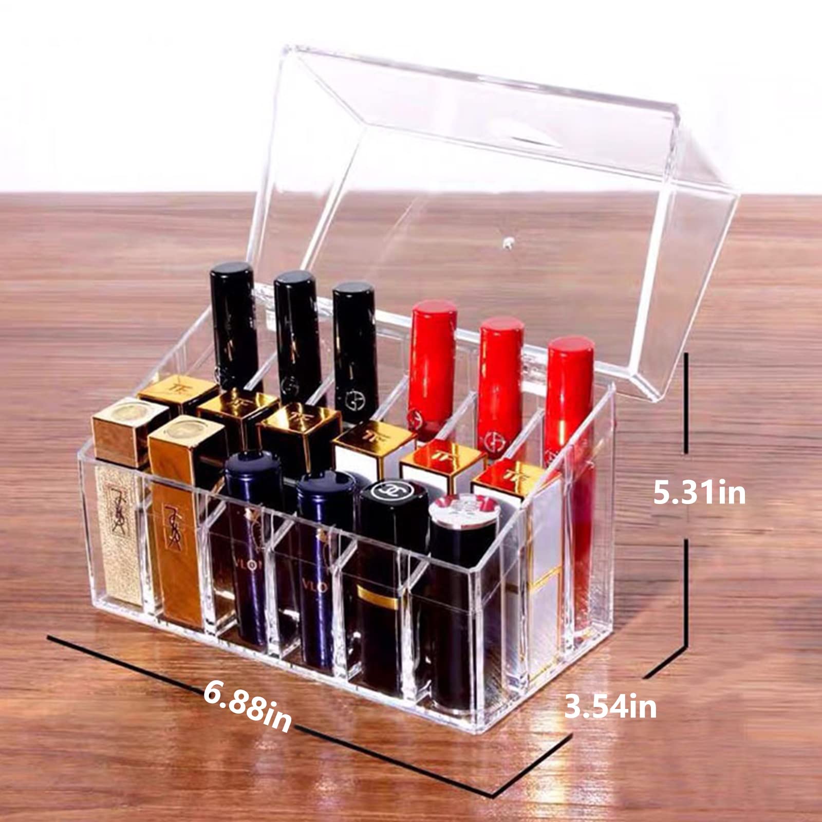 Lipstick Holder 18 Spaces Lipgloss Organizer With Lid , 3 Rows - Nail Polish Organizer Makeup Holder & Cosmetics Storage Display