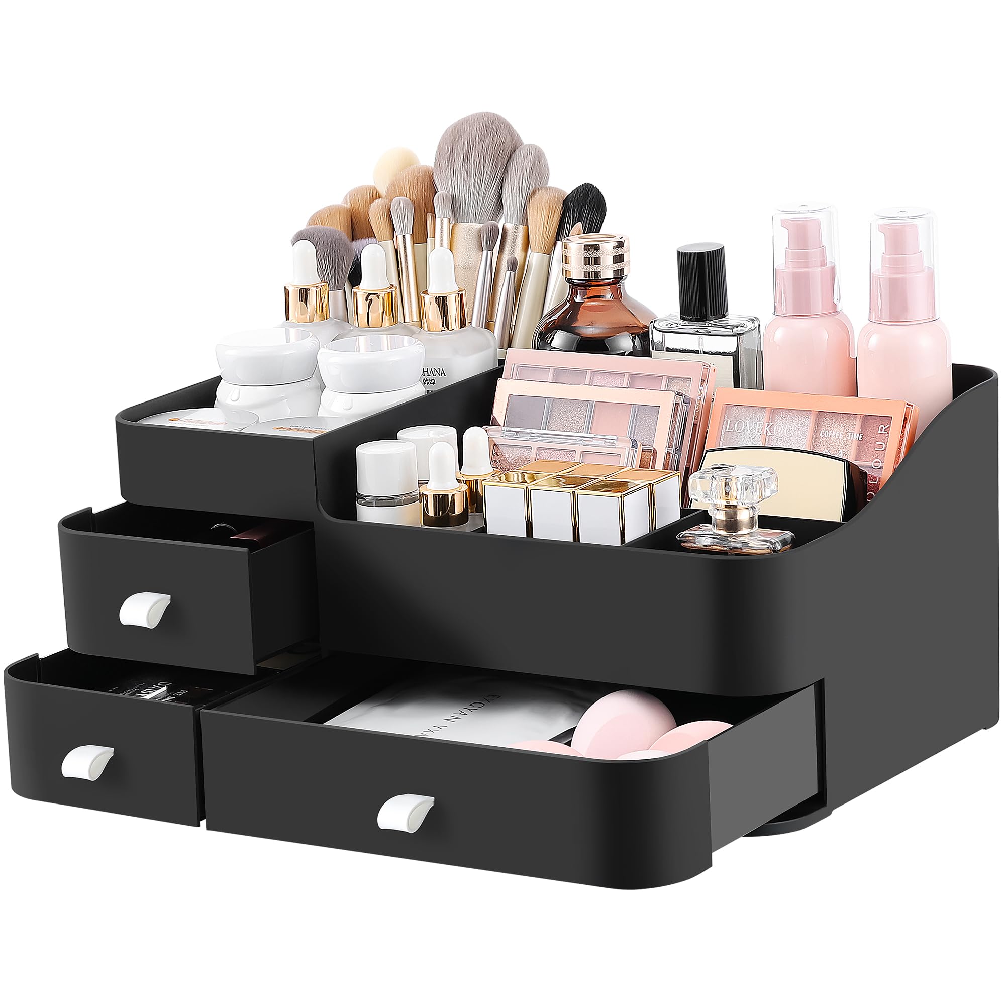 ONXE Makeup Organizer With Drawers,Large Countertop Storage for Cosmetics Elegant Vanity Holder for Brushes, Eyeshadow, Lotions,