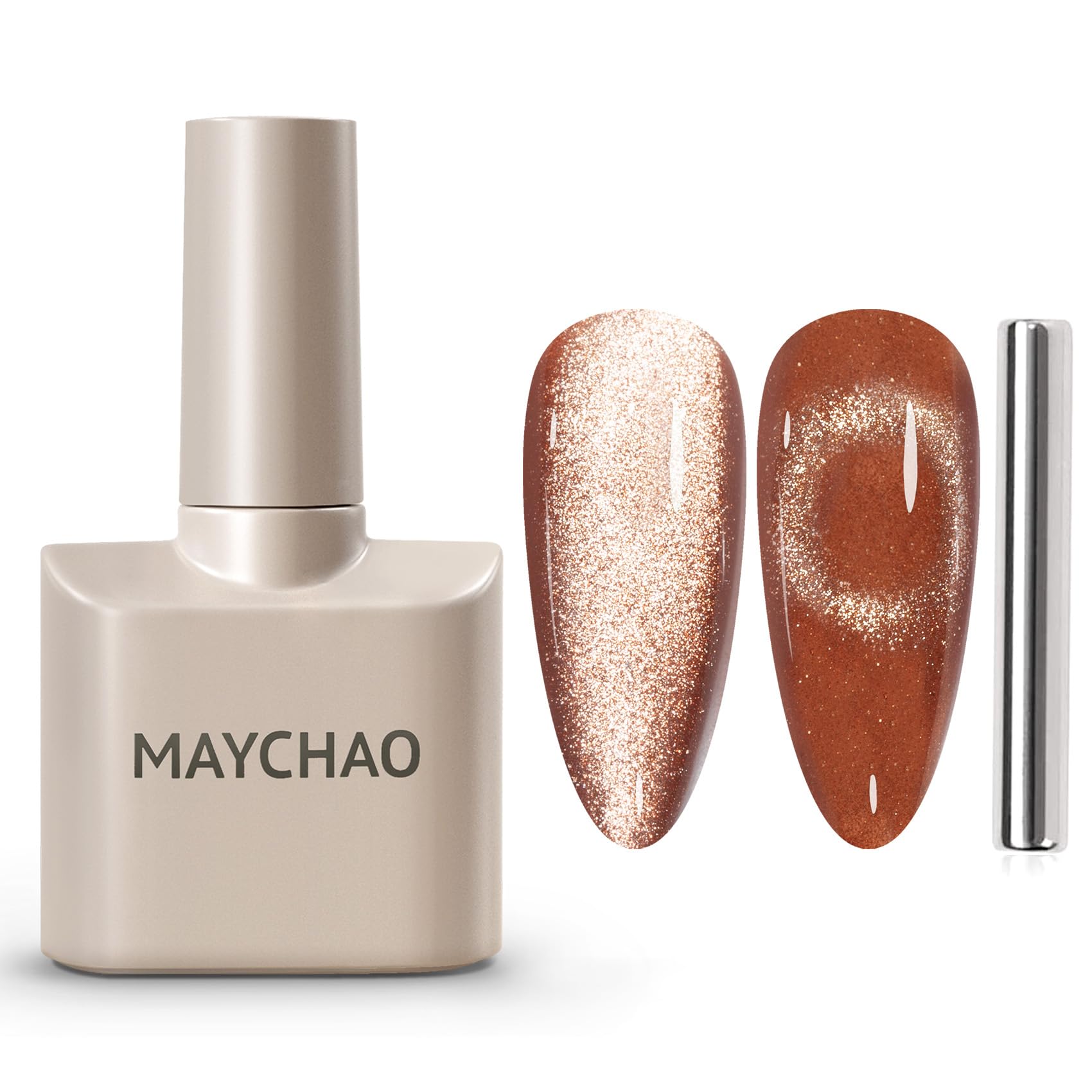Maychao 15Ml Cat Eye Gel Nail Polish 1Pc Rose Gold Gel Polish With Magnet Soak Off Holographic Magnetic Nail Polish For Nail Art